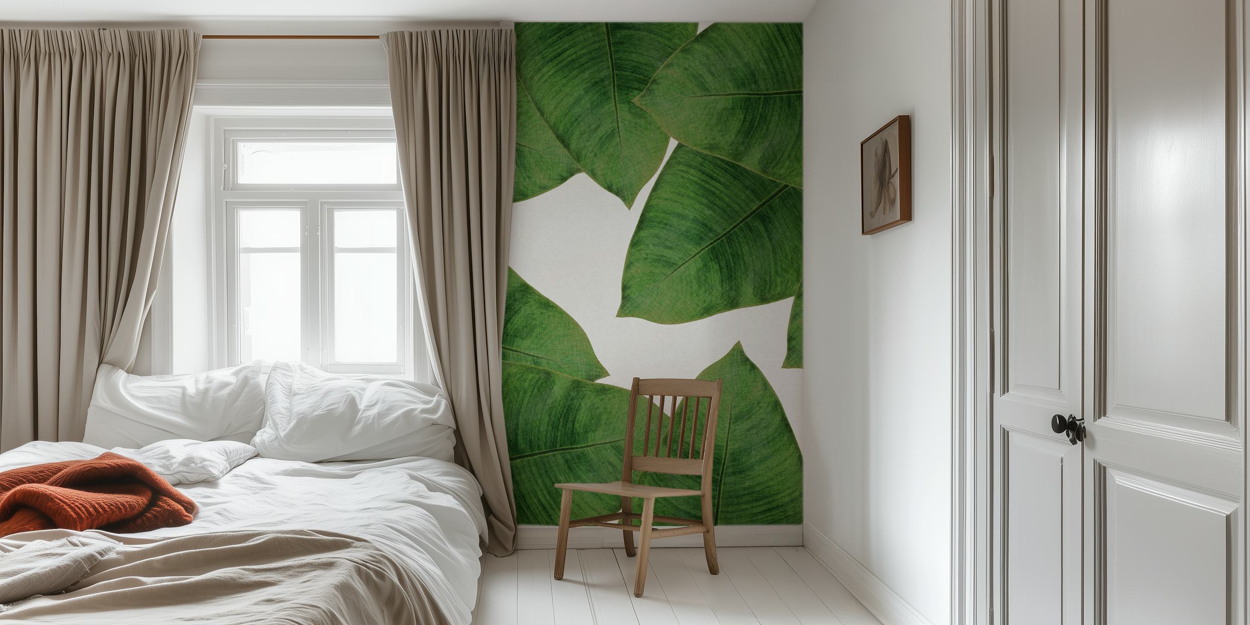 Papel pintado Banana Leaf II en una sala de estar