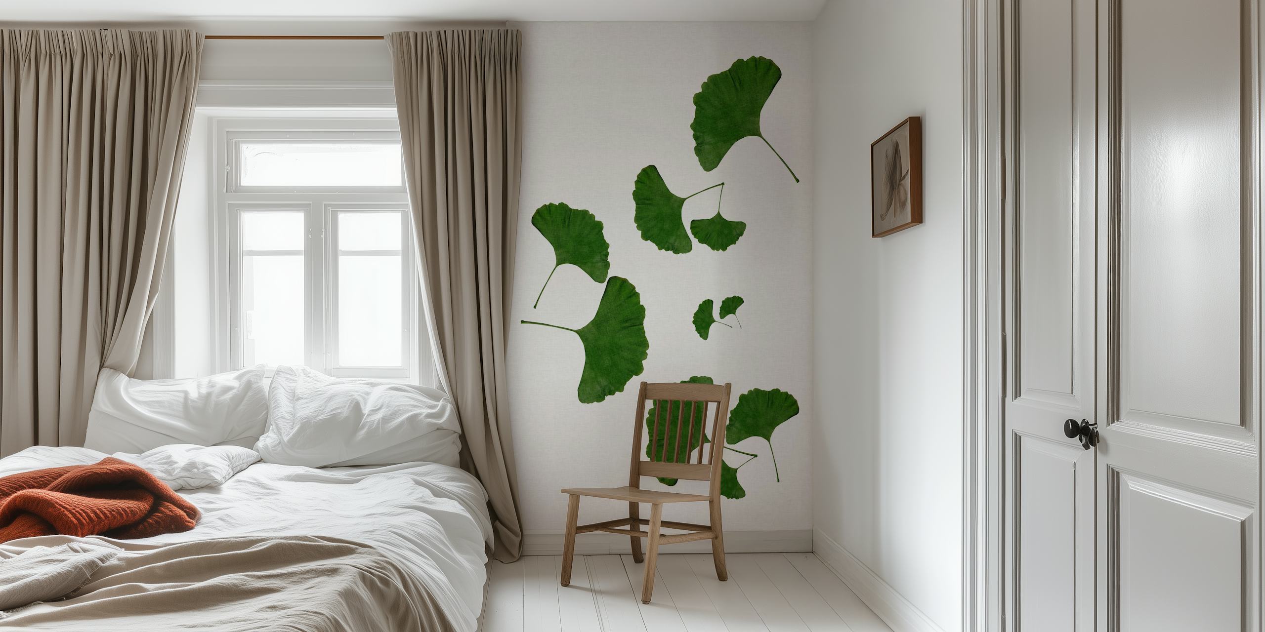 Ginkgo Leaf I papel de parede em um cômodo
