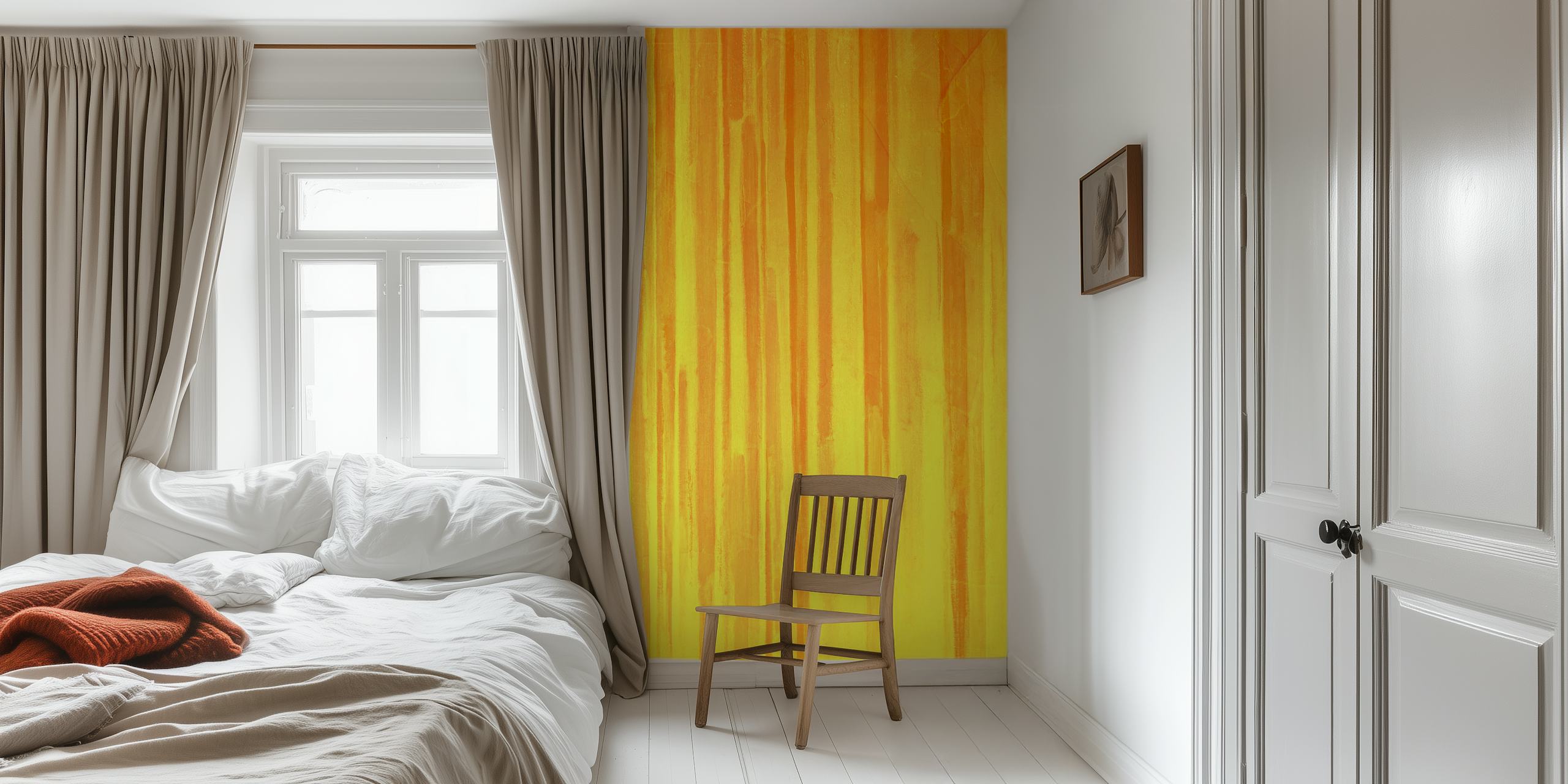 Yellow October wallpaper in a room setting