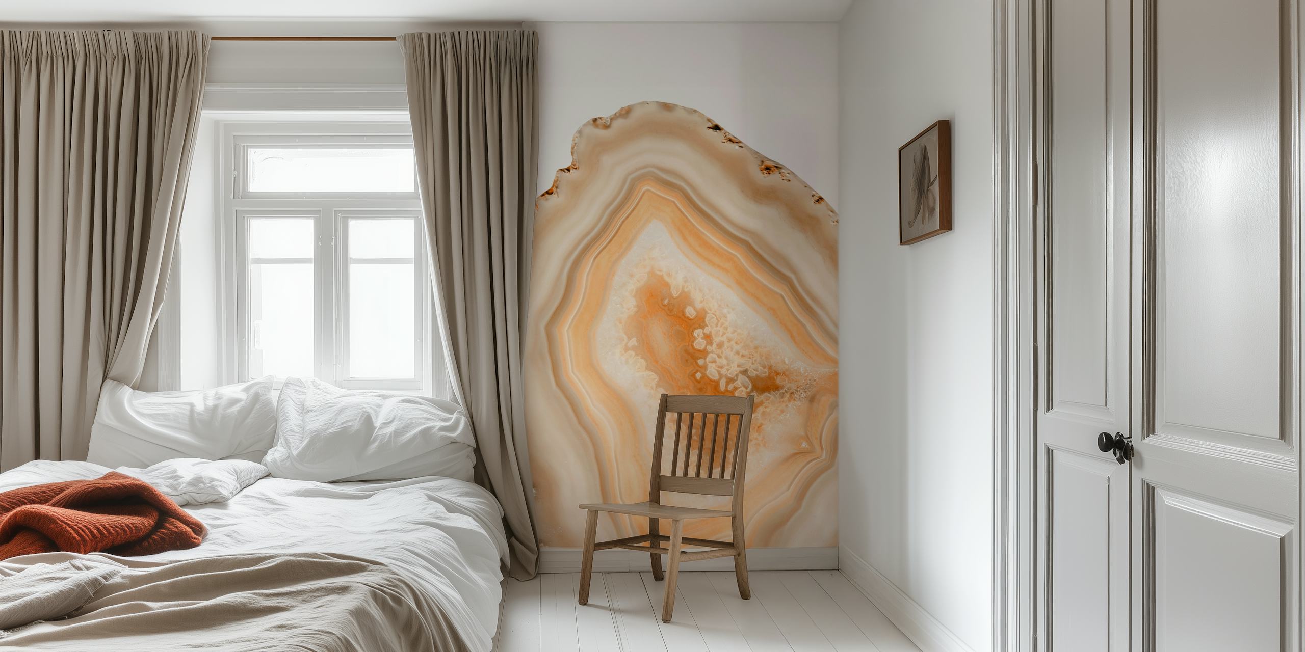 Soft Orange Agate pattern wall mural showcasing warm hues and natural crystalline designs