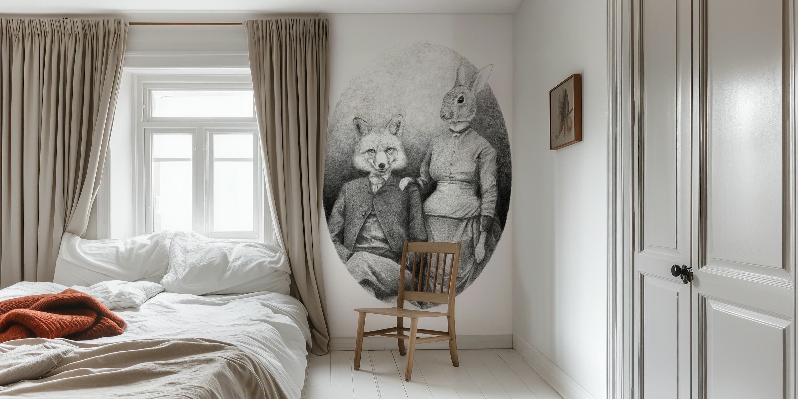 The Foxes -tapetti, joka näkyy huoneessa