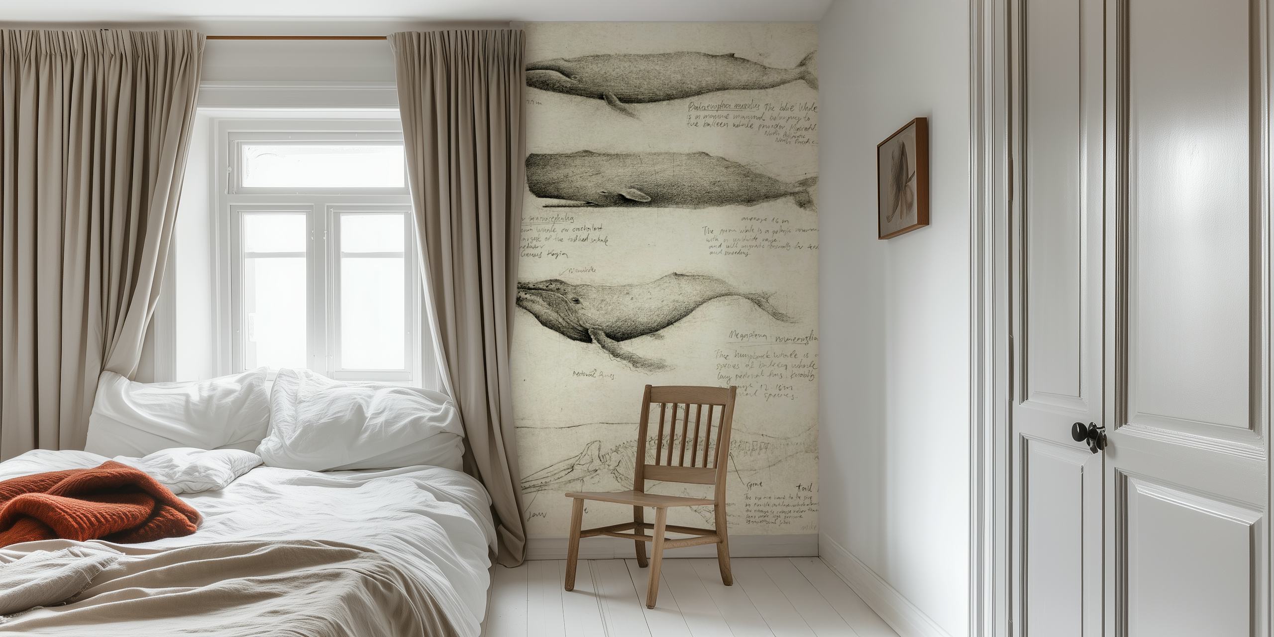 Whale tapet vist i et stilfuldt rum