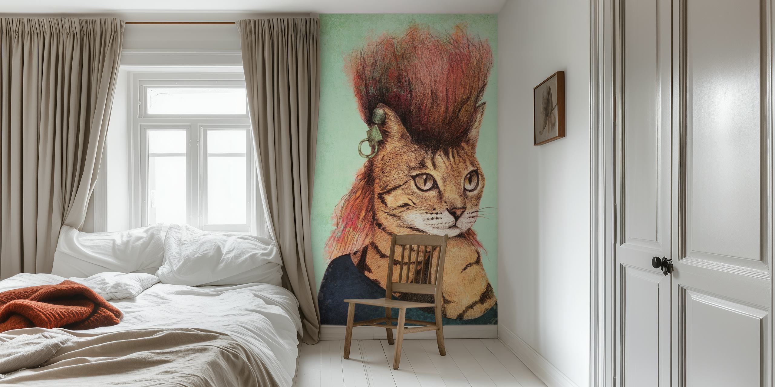 Carta da parati illustrata di Caty II con acconciatura punk