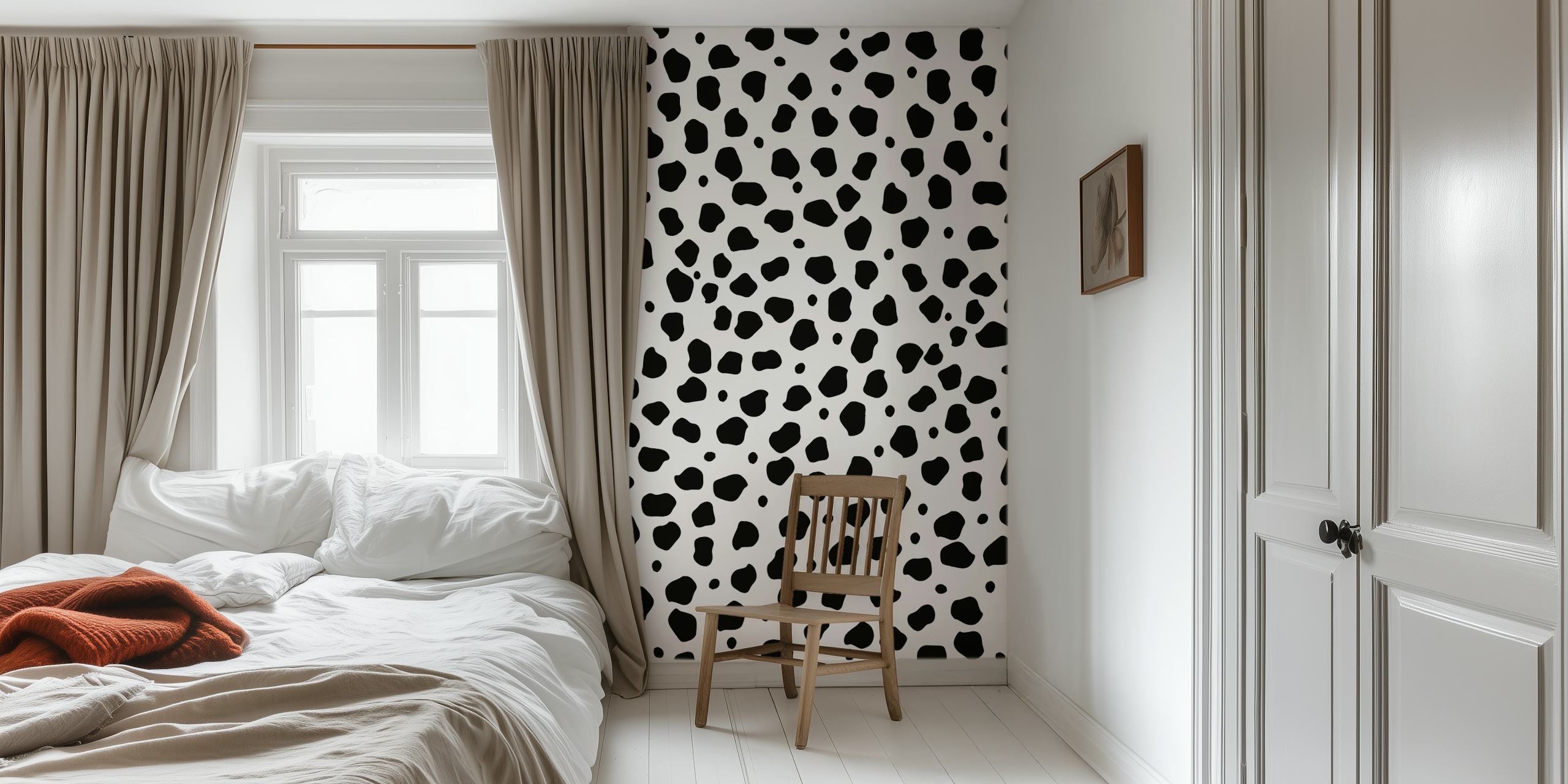 Zwart-wit cheetah print behang in de kamer