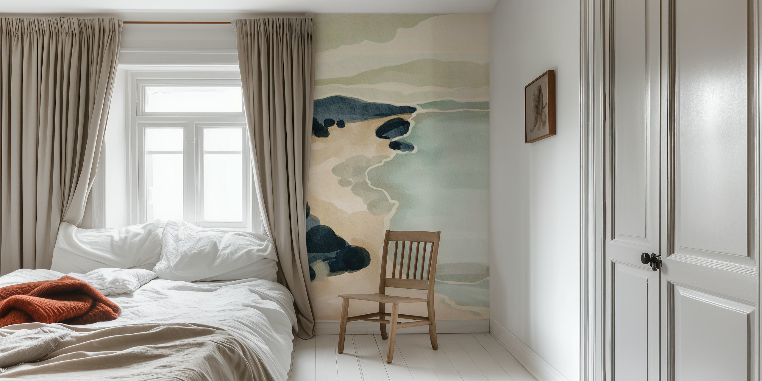 Pastel Coastal Escape Tapete in einem Raum