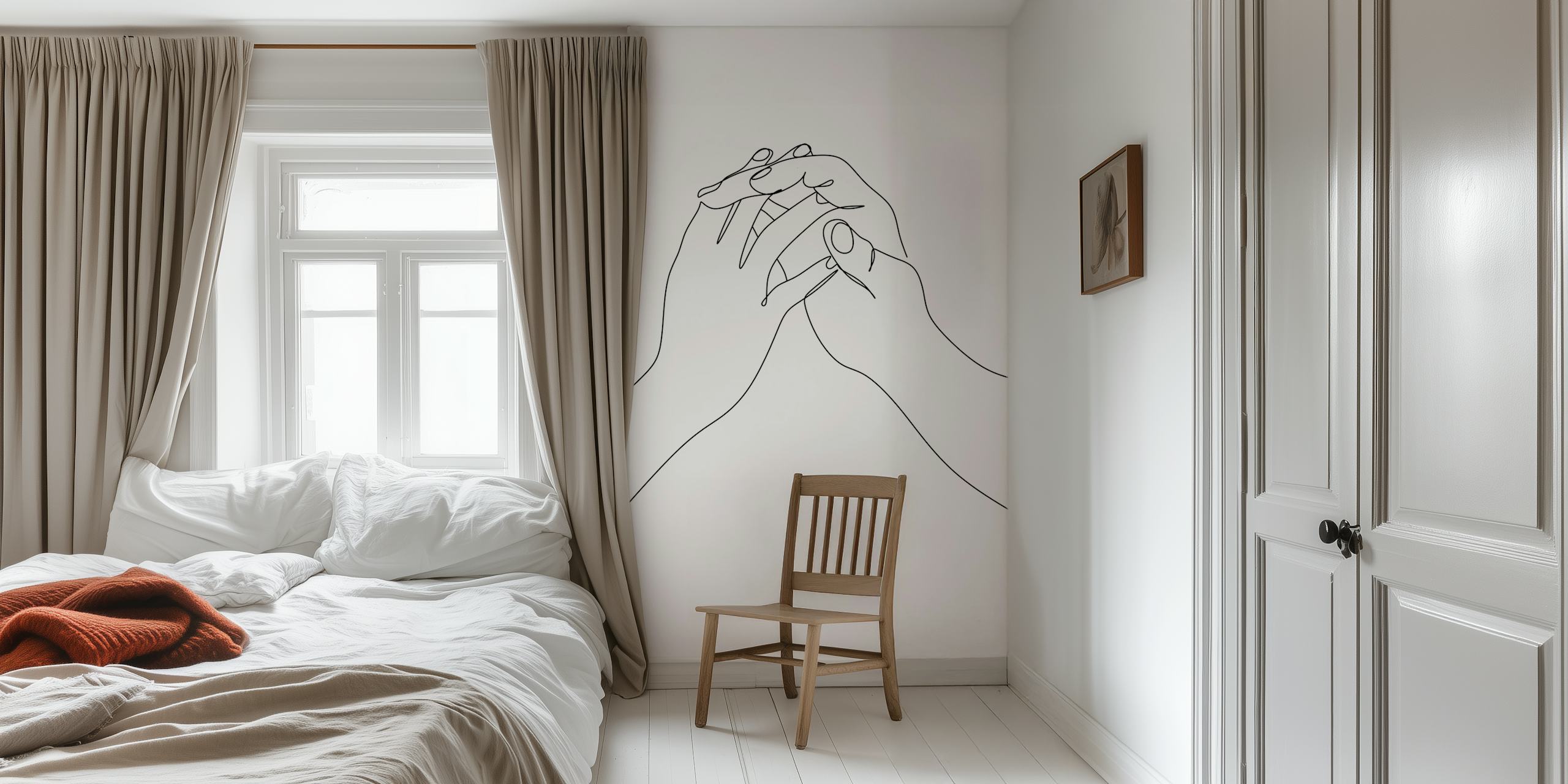 Ręce linia sztuka tapeta w pokoju