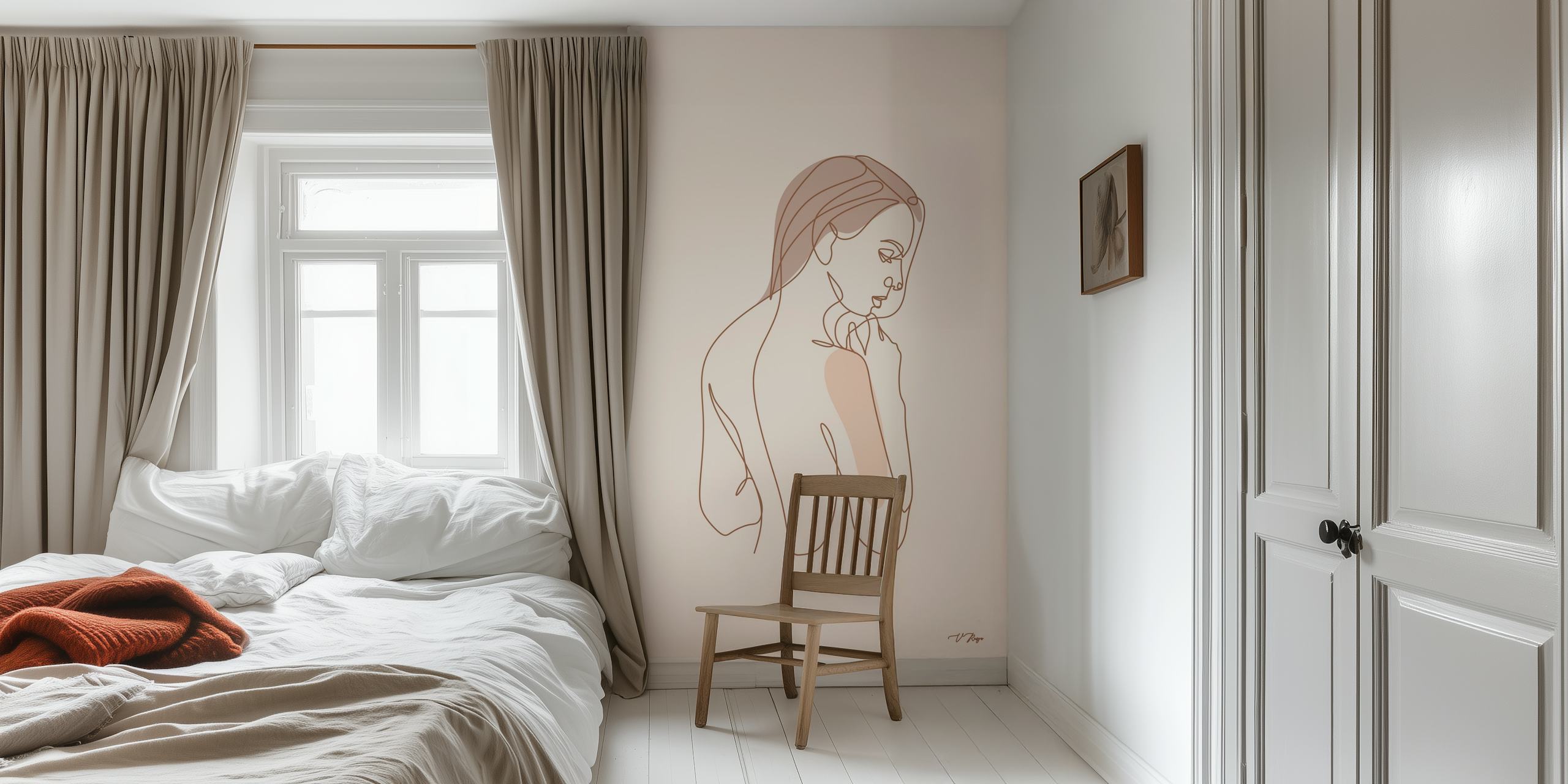 Minimalist nude girl wallpaper in a room