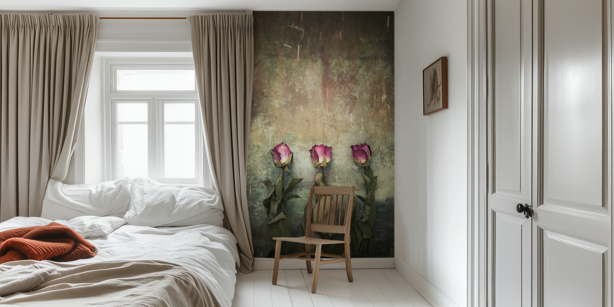 Three Dry Roses sur fond texturé