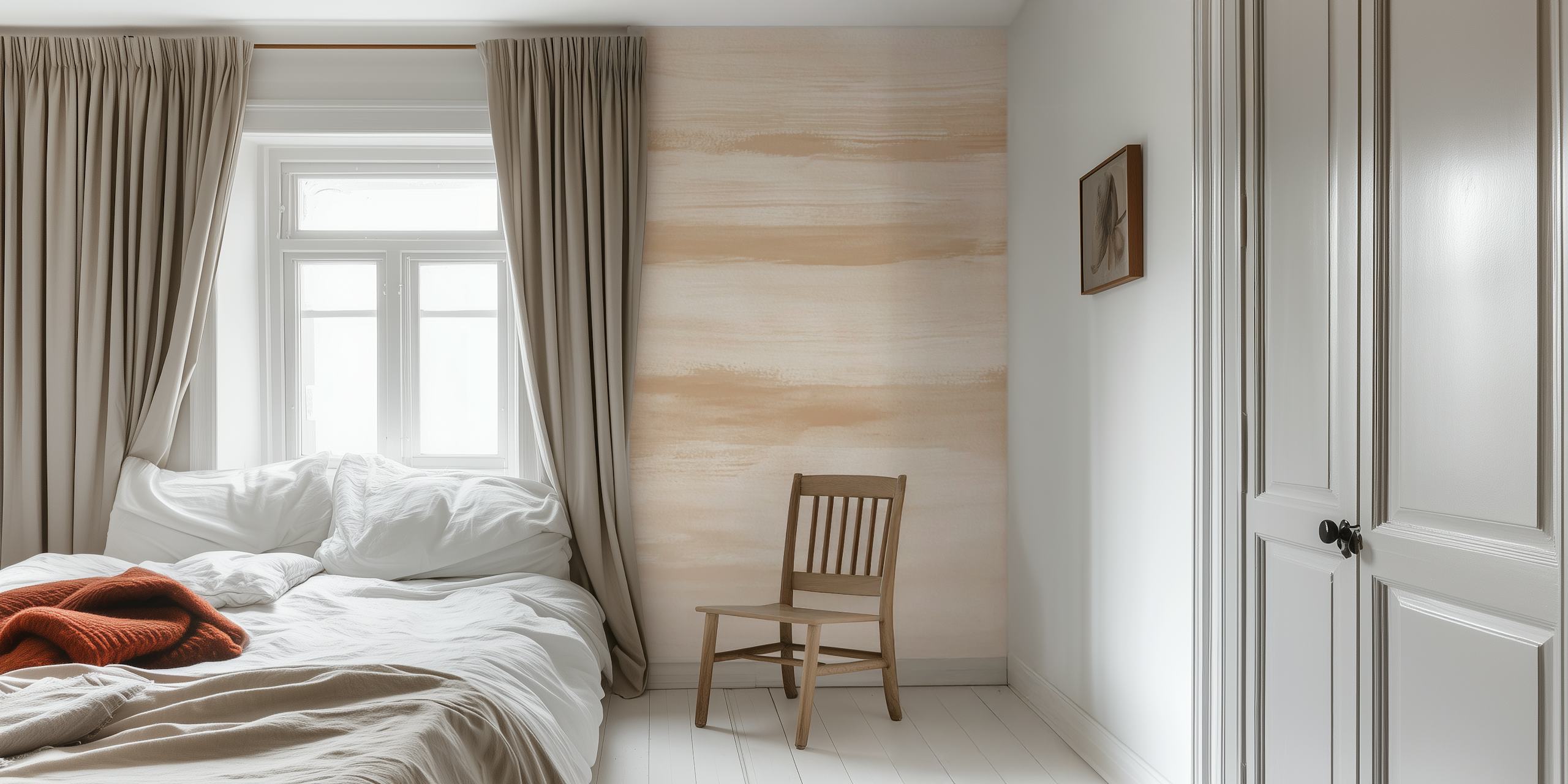 Warm Beige Watercolor wallpaper in a room