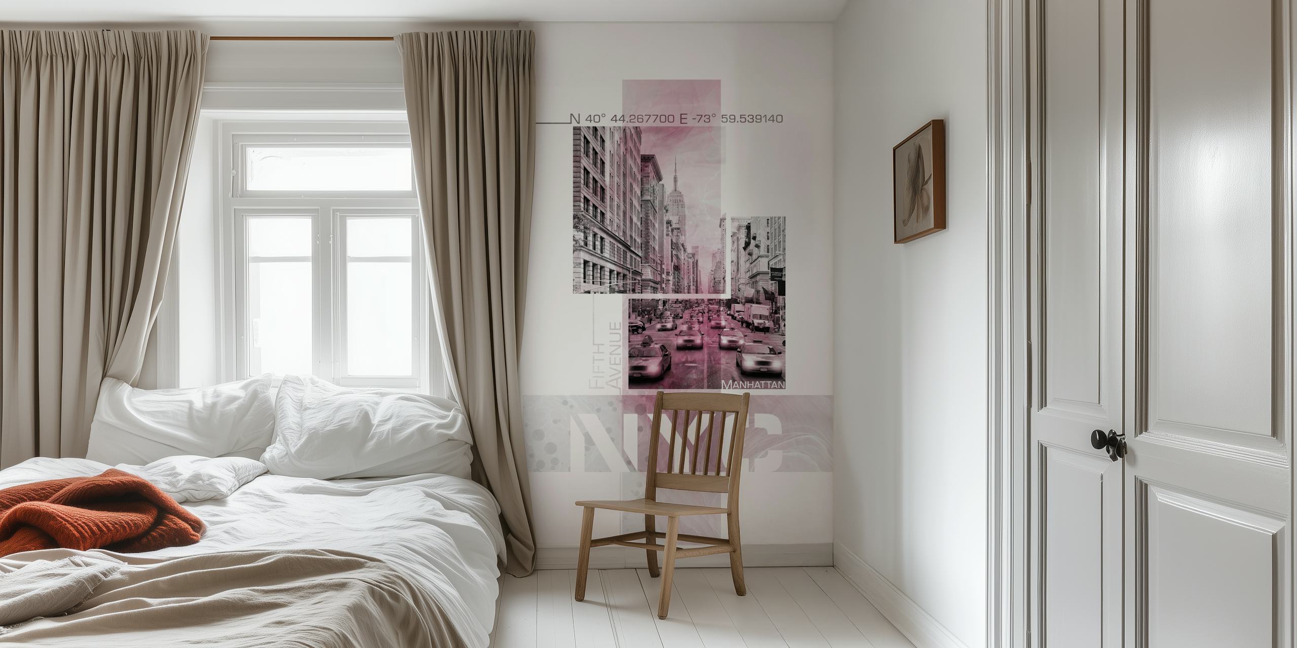 NYC Fifth Avenue Traffic pink papier peint dans une pièce