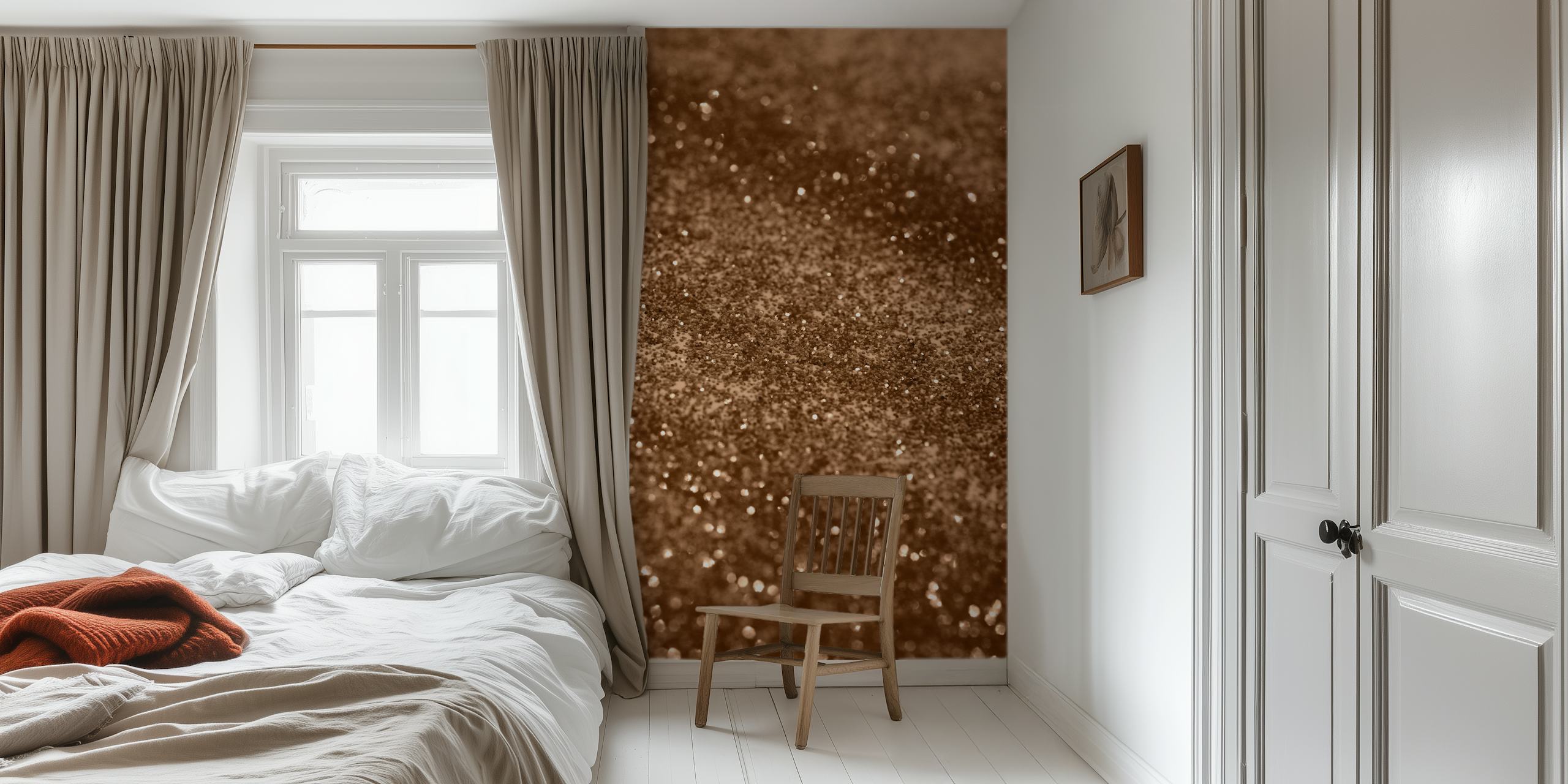 Sparkling Gold Brown Glitter tapet i et rom
