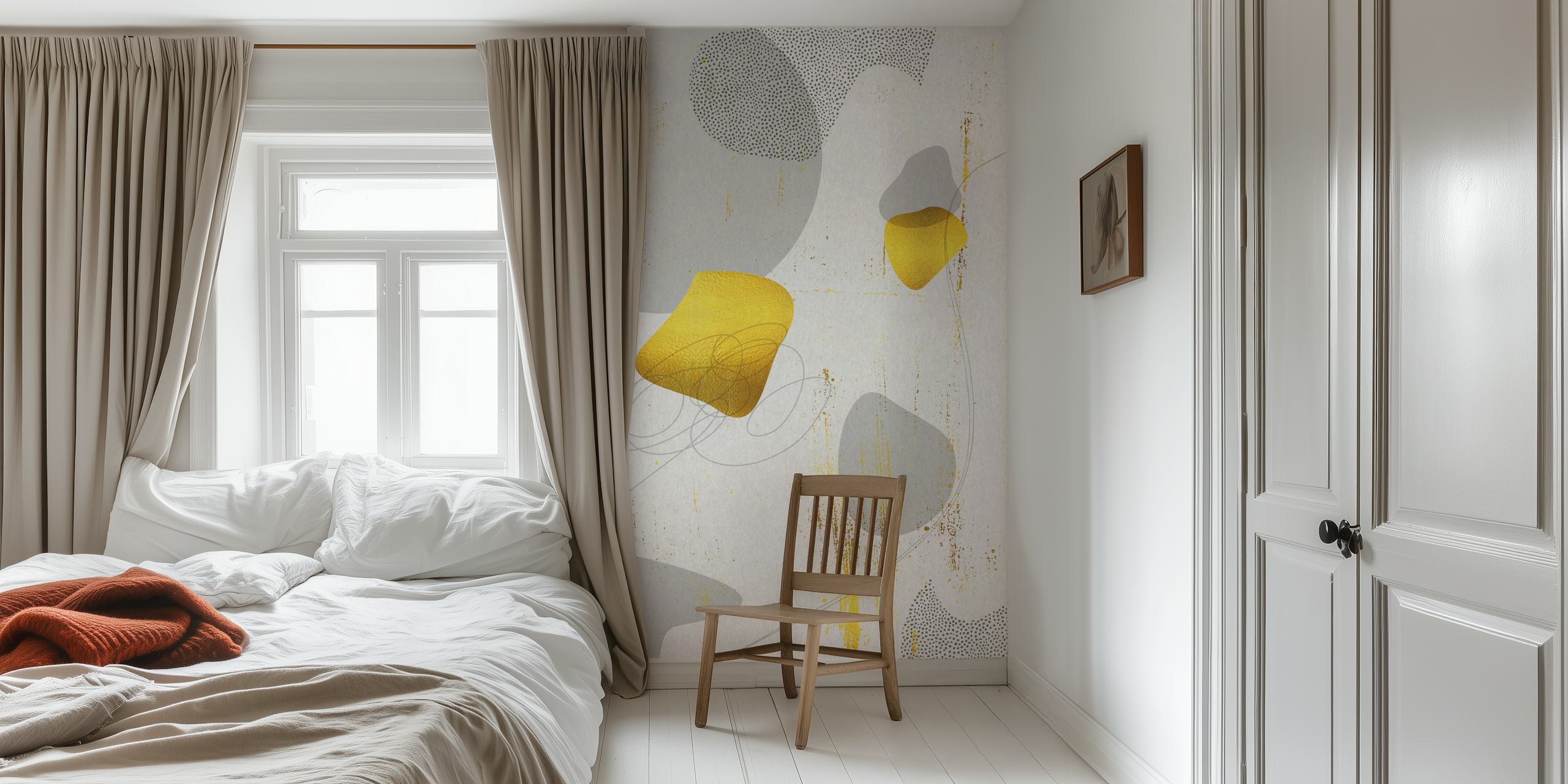 Mid-Century Vintage gold wallpaper design