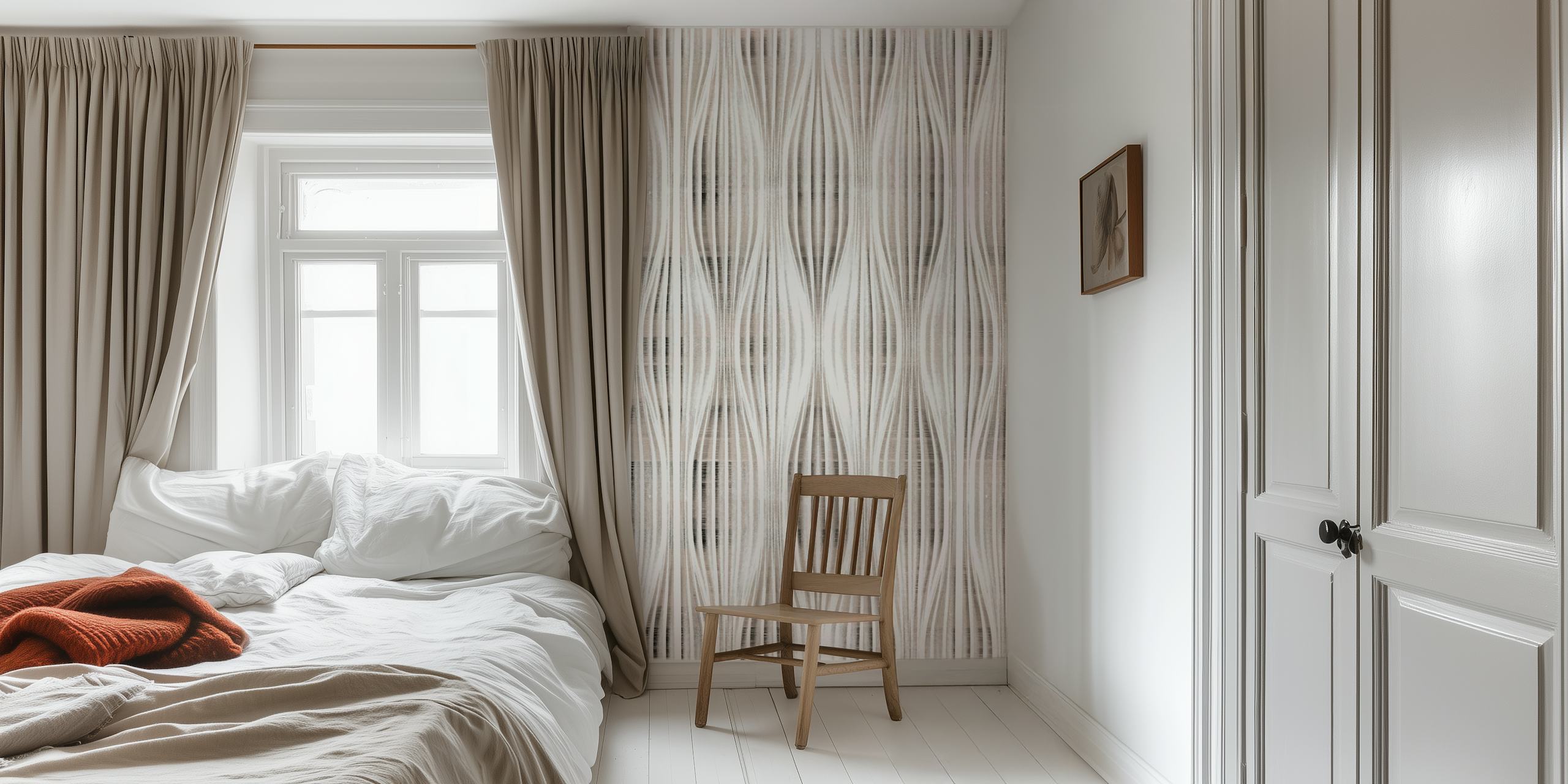 Abstract white waves pattern in soft tones wallpaper