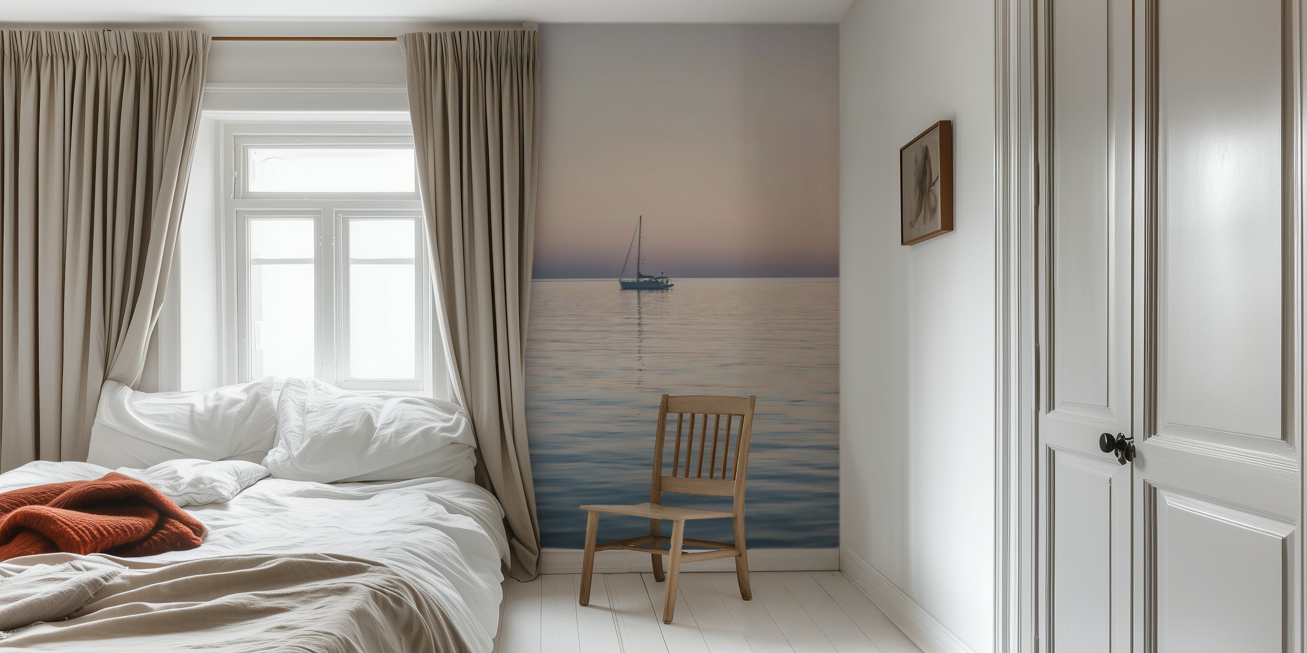 Bahama Sunset Sail Boat wallpaper in a room