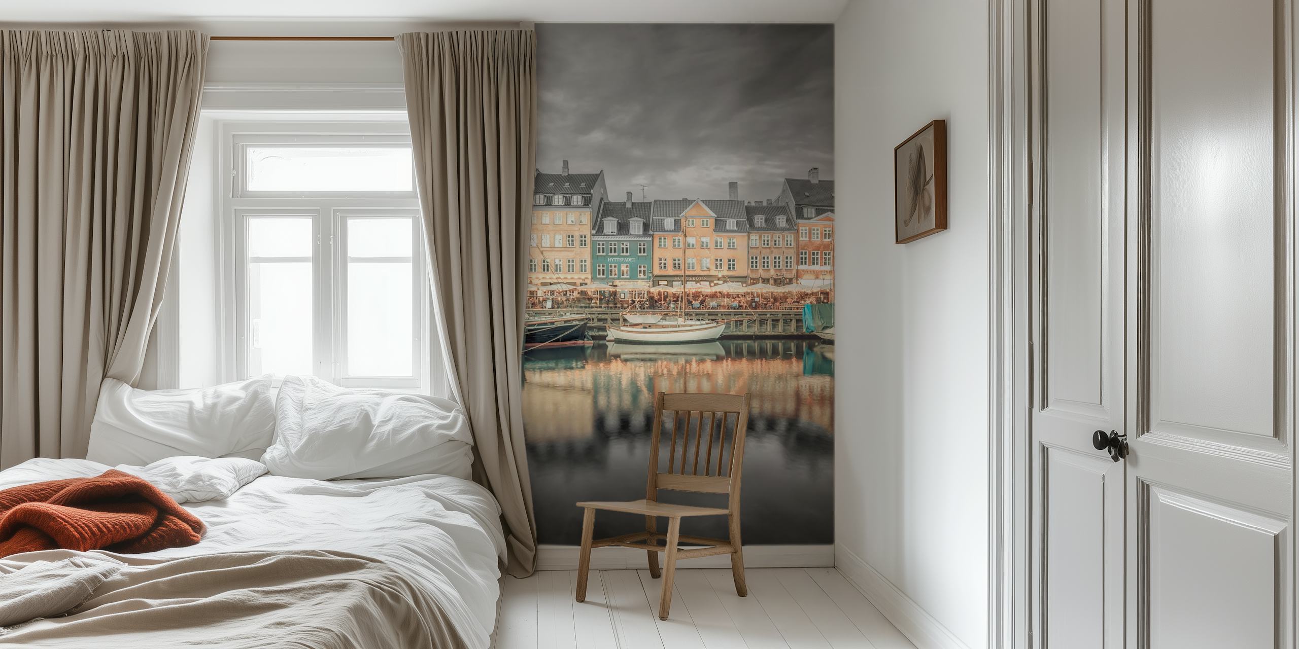 Copenhagen Nyhavn vintage wallpaper design