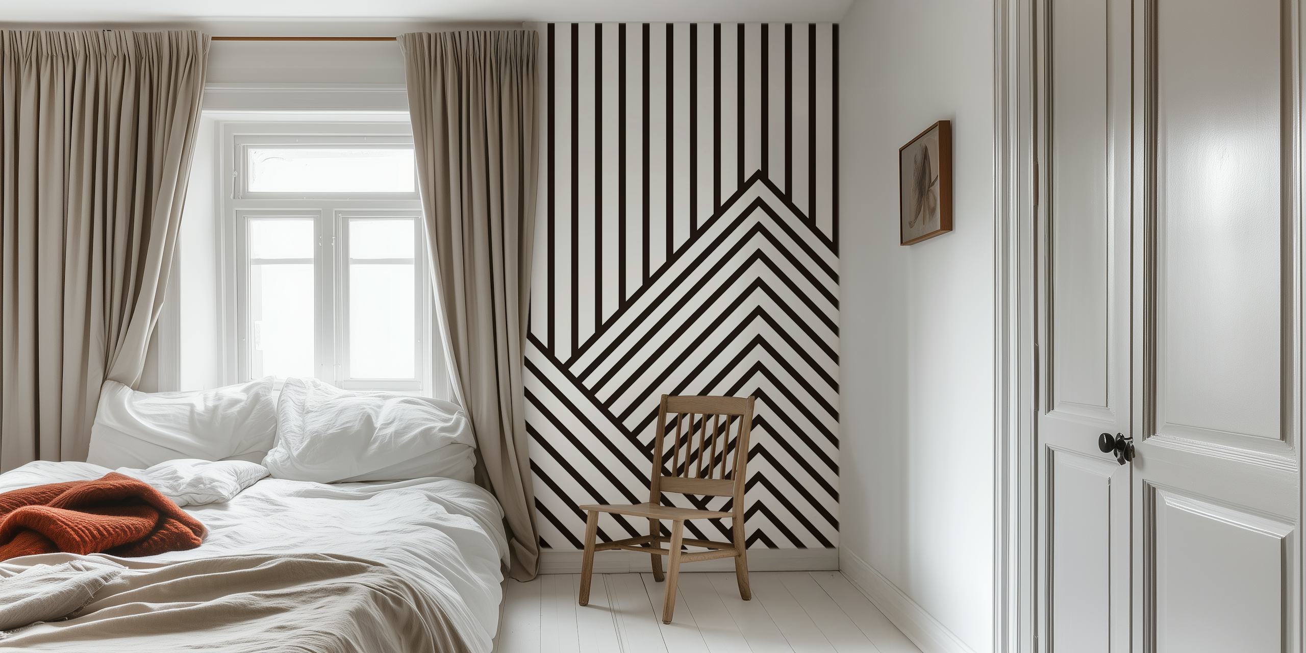 Black and white geometric lines and patterns wallpaper
