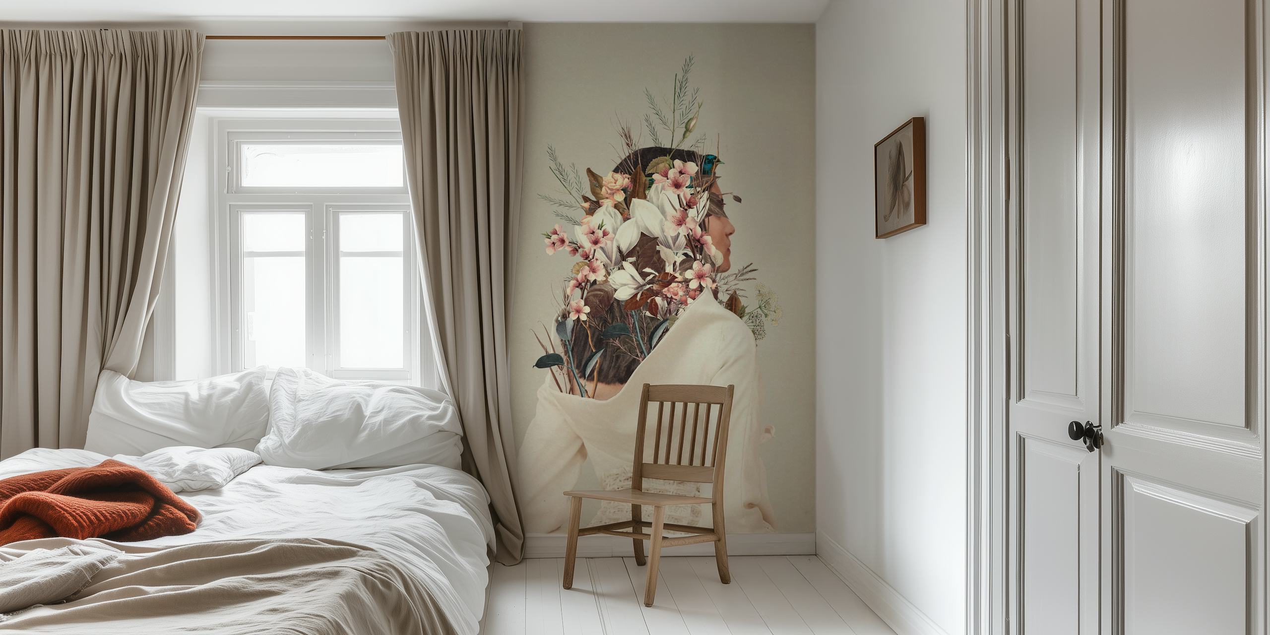 Papier peint floral d'automne dans un cadre de pièce