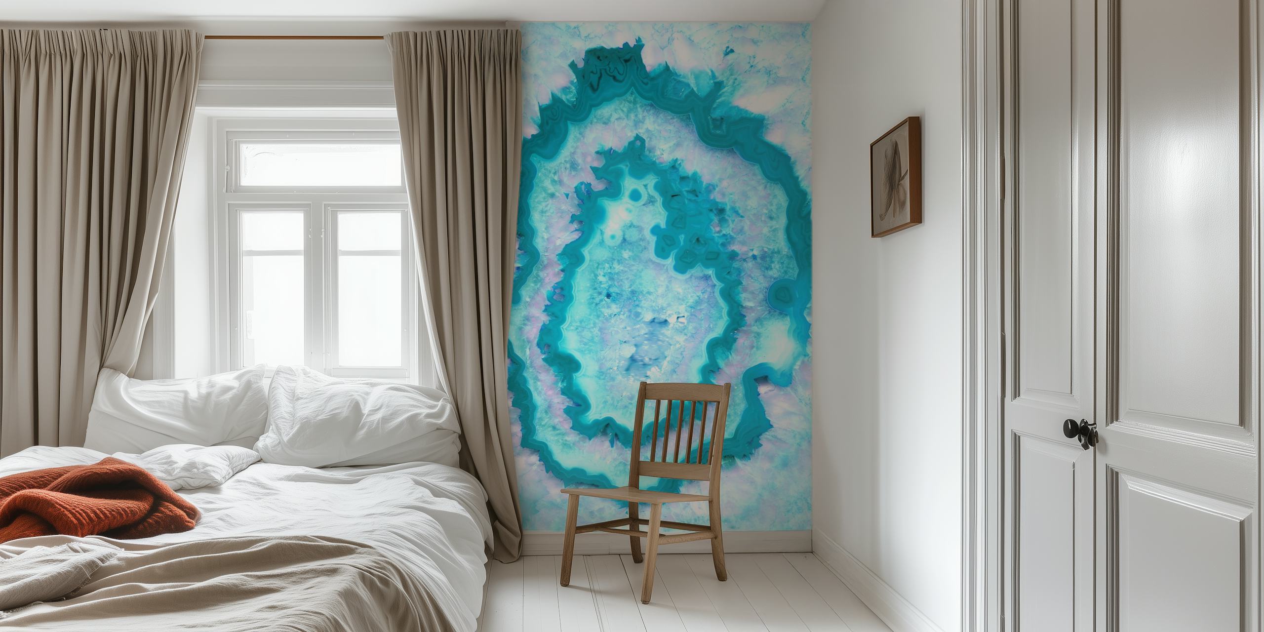 Turquoise and white agate pattern wallpaper