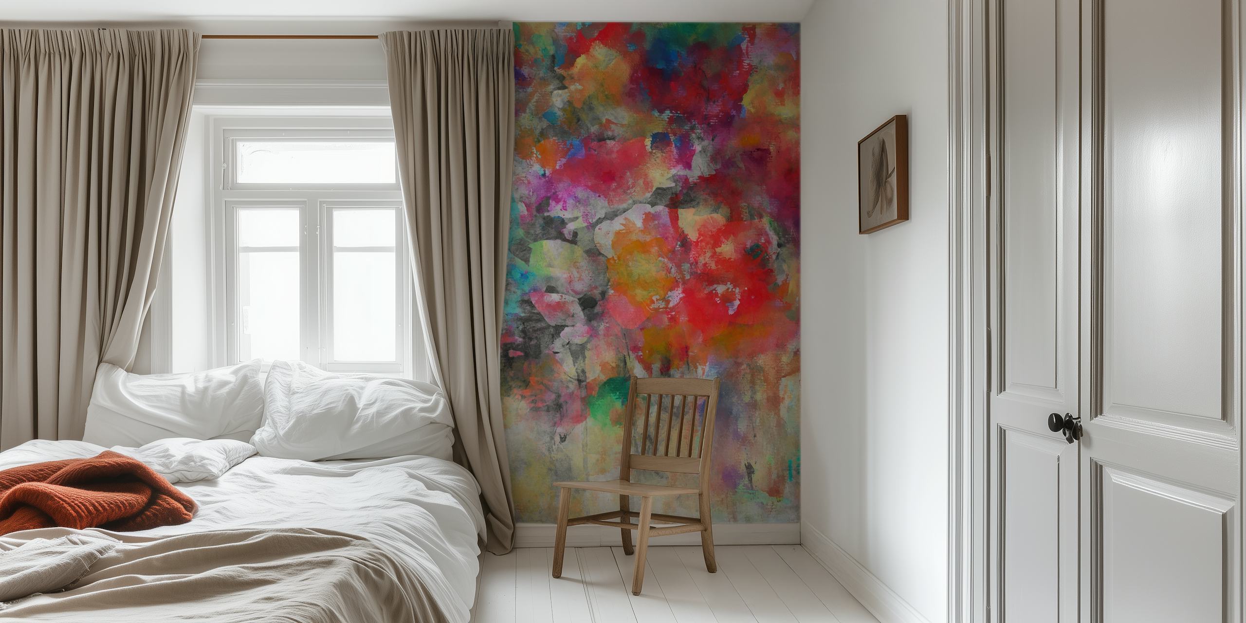 Colorful watercolor floral pattern with vibrant hues wallpaper