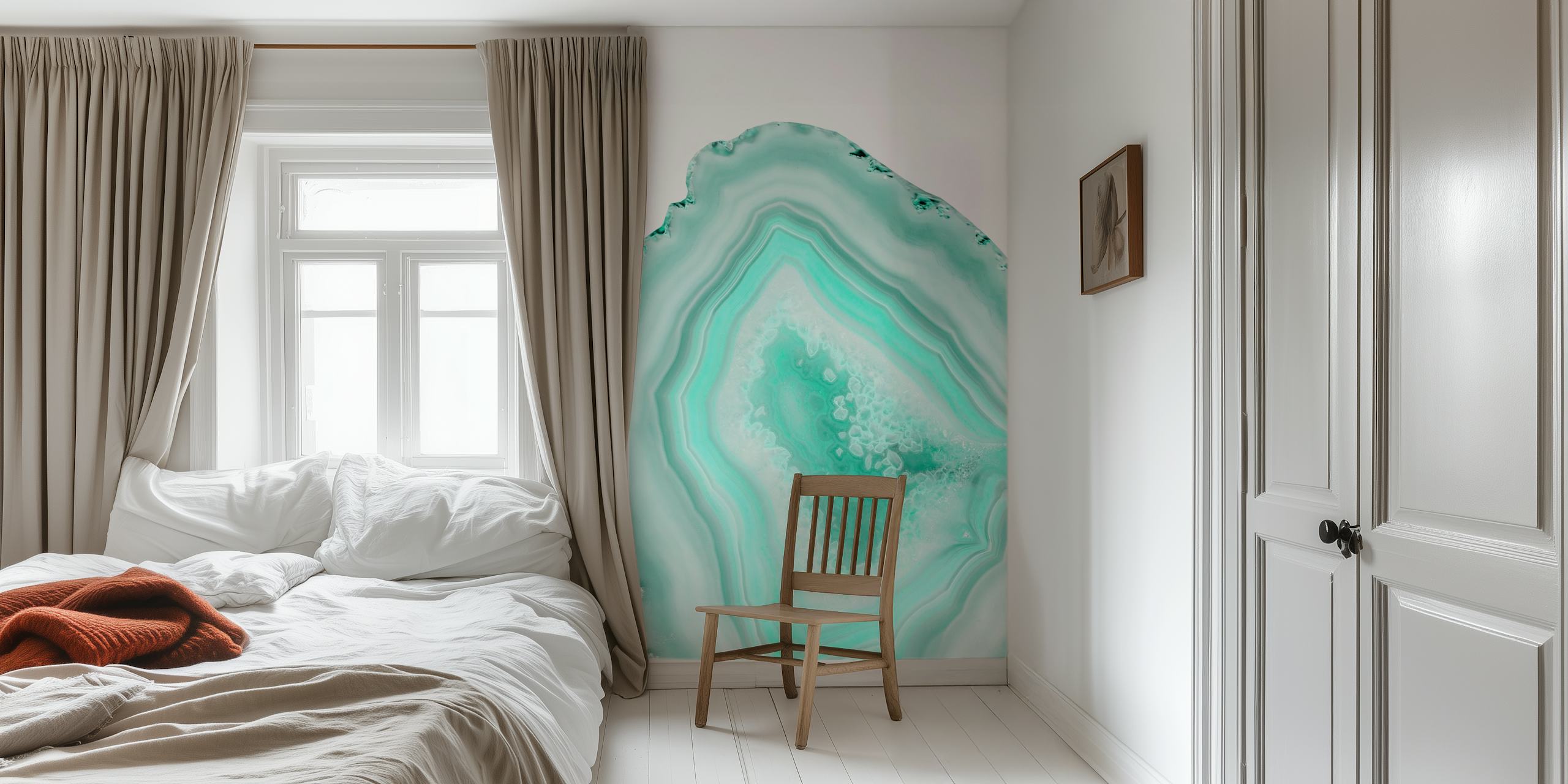 Soft Turquoise Agate Dream wallpaper in a room