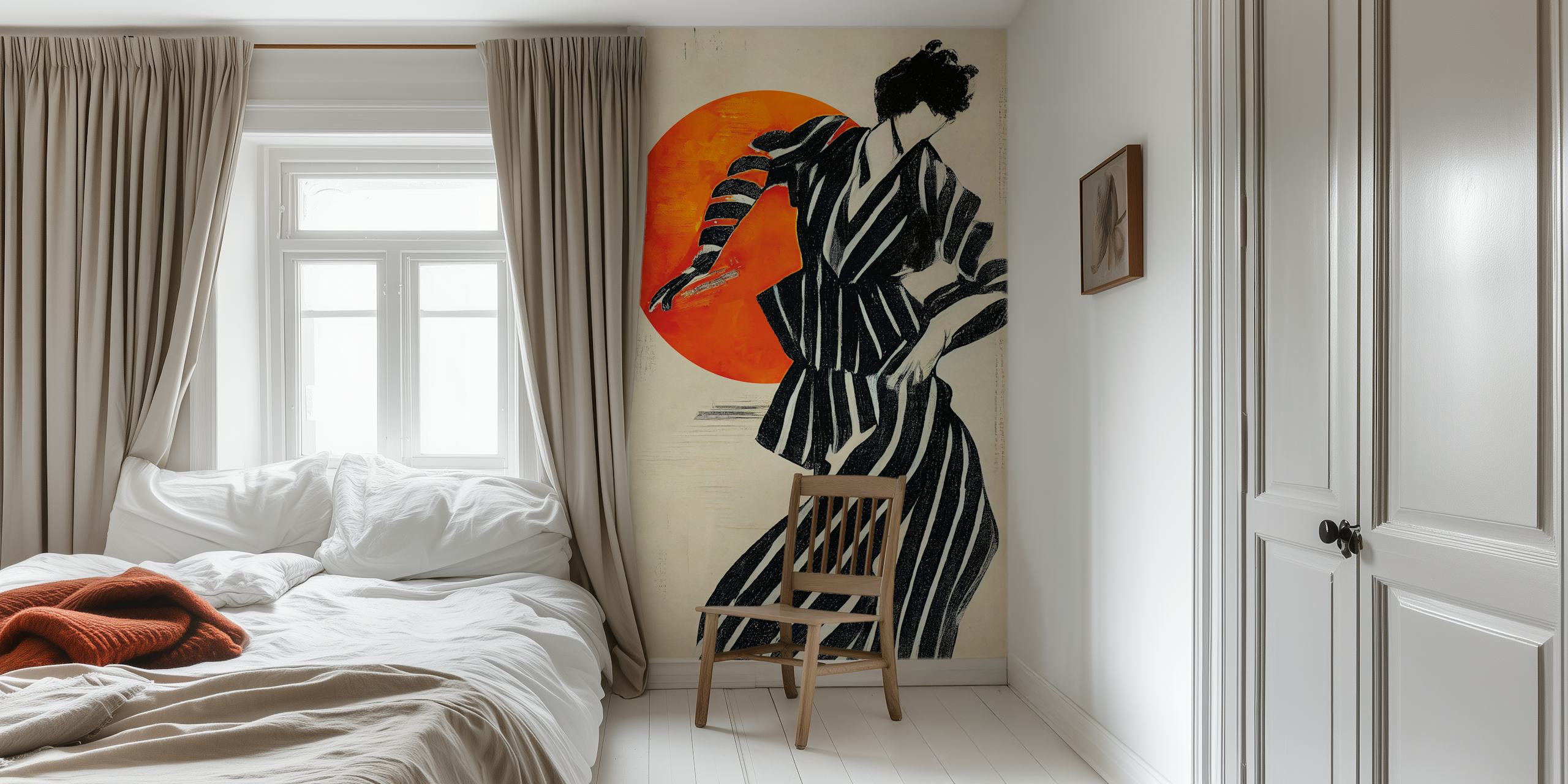 Dancer wallpaper displayed in a room