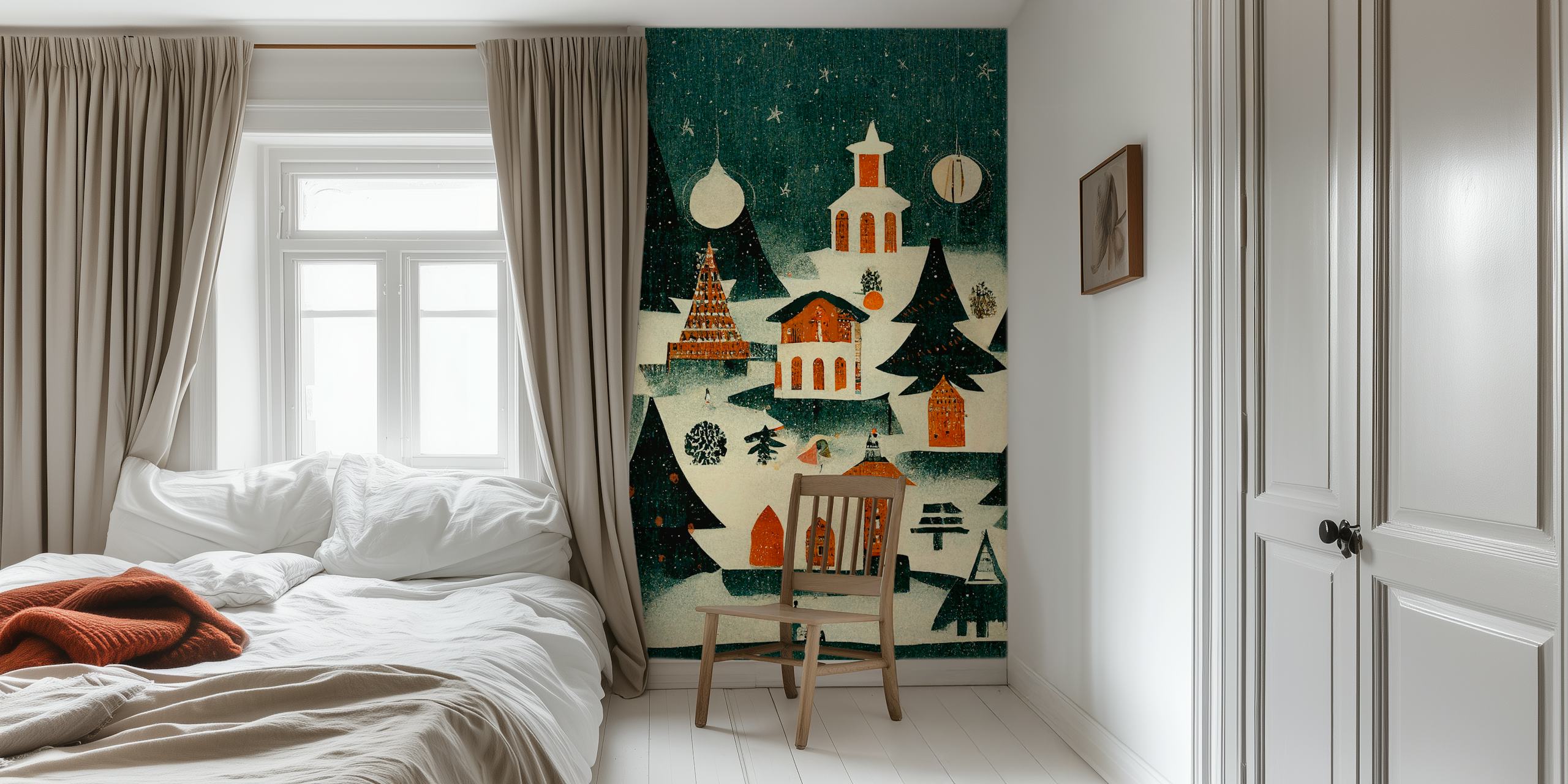 Dizajn božićne tapete u sobi