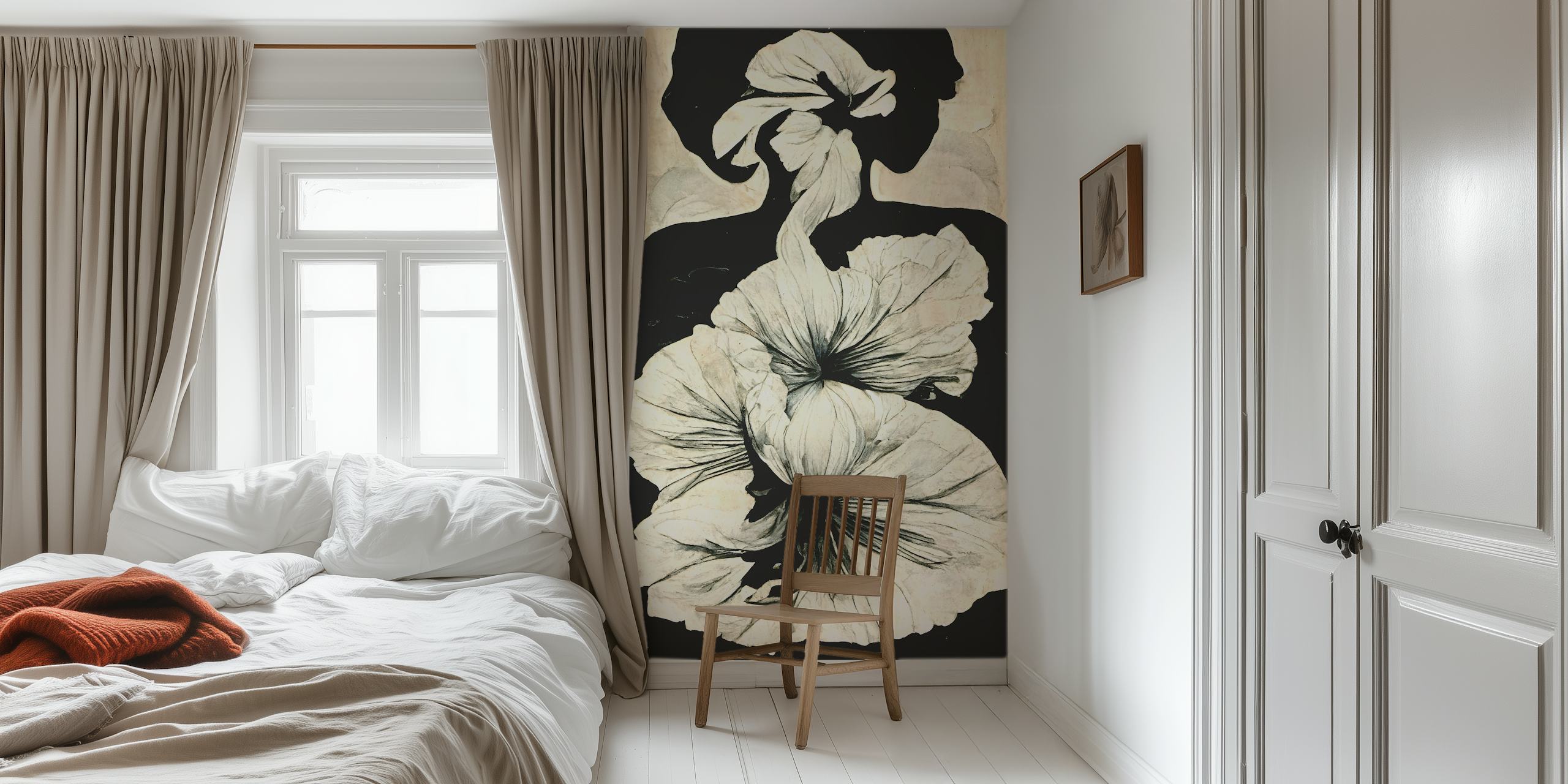 Elegant blomster tapetdesign til en beroligende atmosfære