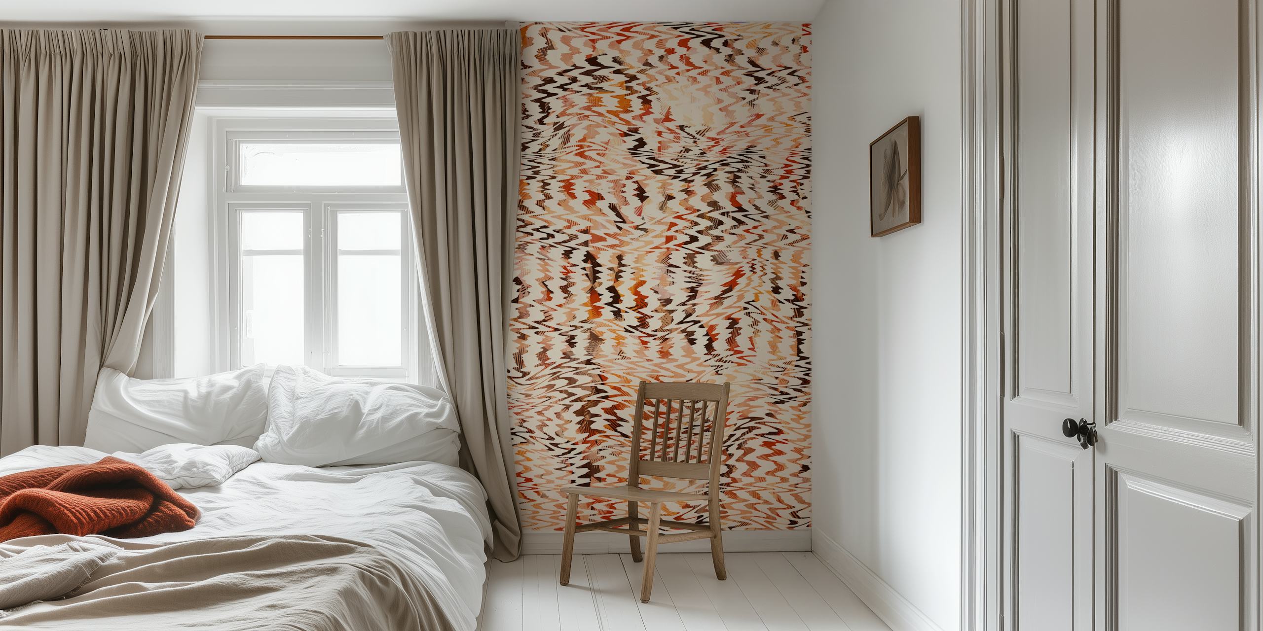 Ethno Zig Zag Pattern tapetti huoneessa