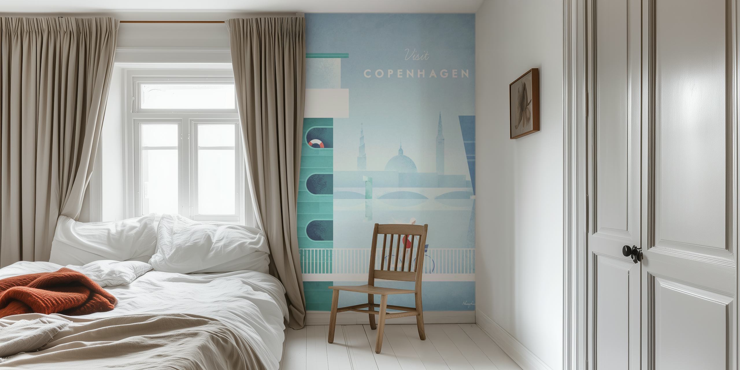 Ταπετσαρία Copenhagen Travel Poster σε ένα δωμάτιο