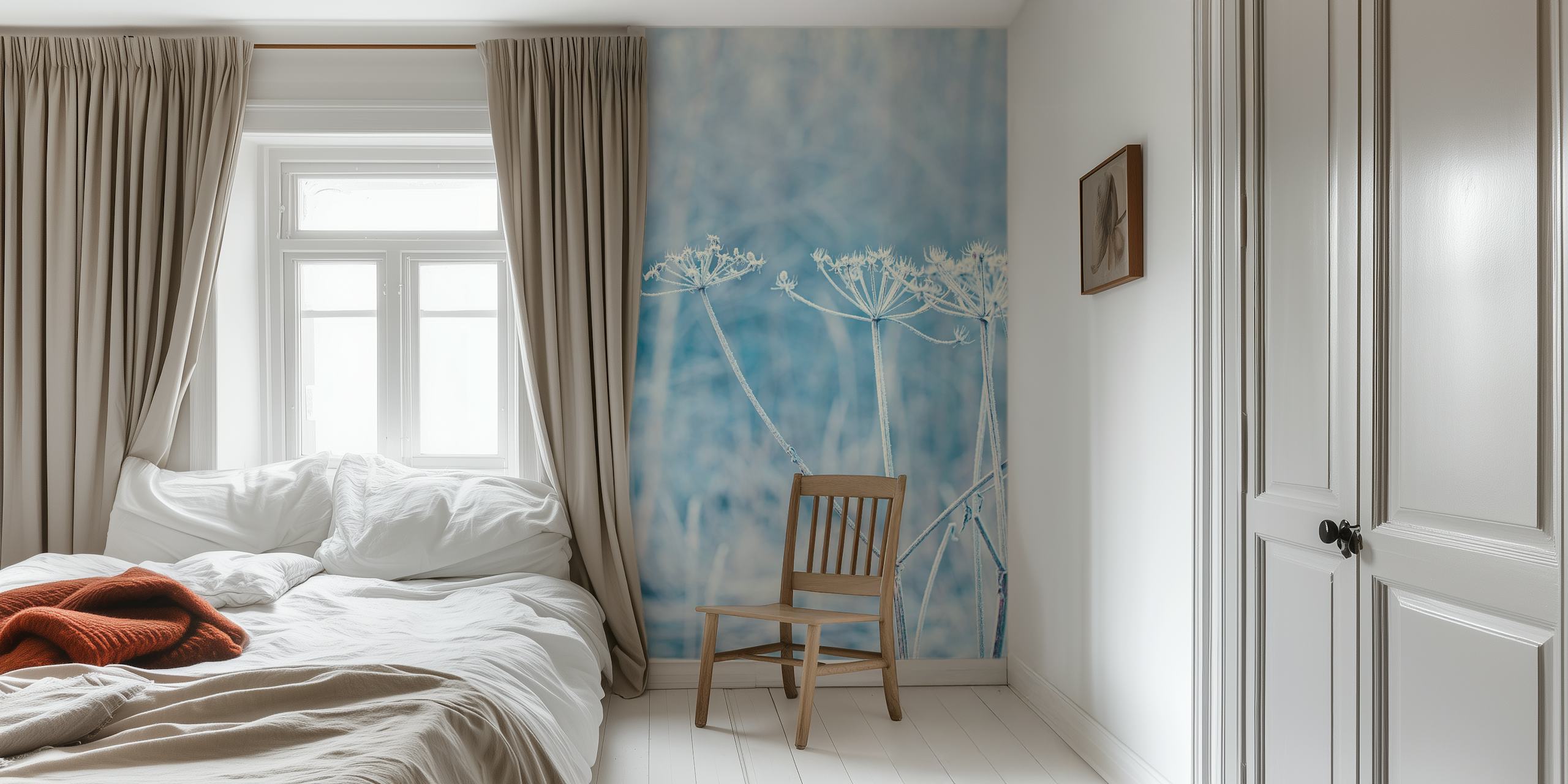 Frost-covered plants wallpaper design