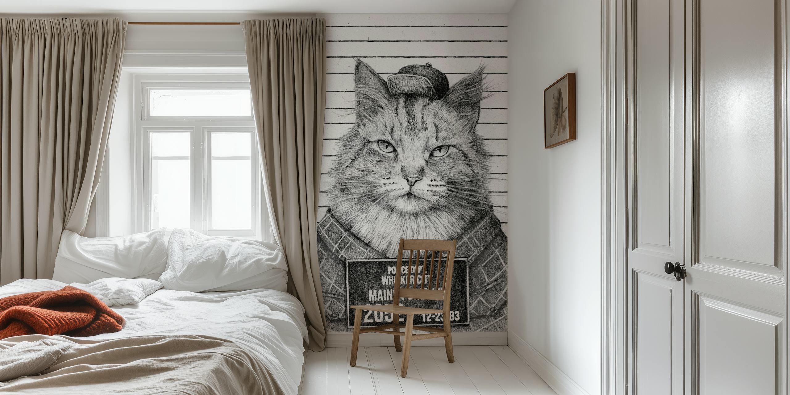 Fototapete „Maine Punisher“ mit Katzendetektiv und Fahndungsfoto