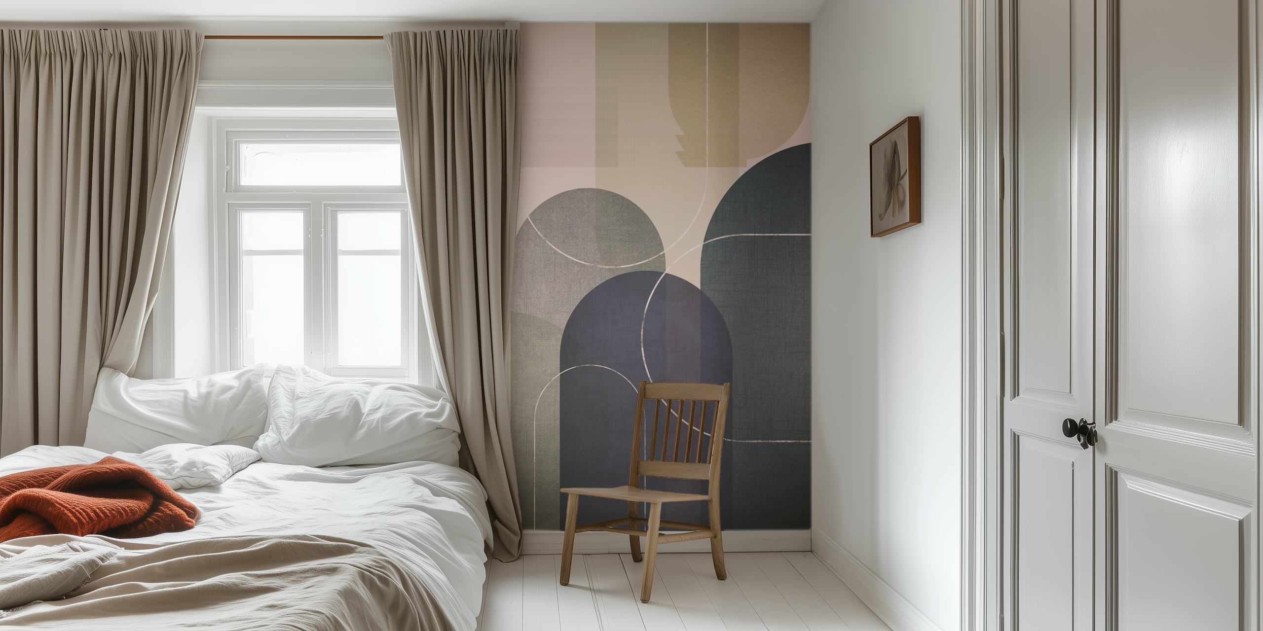Modern Mid Century Linen 3 papier peint dans une pièce