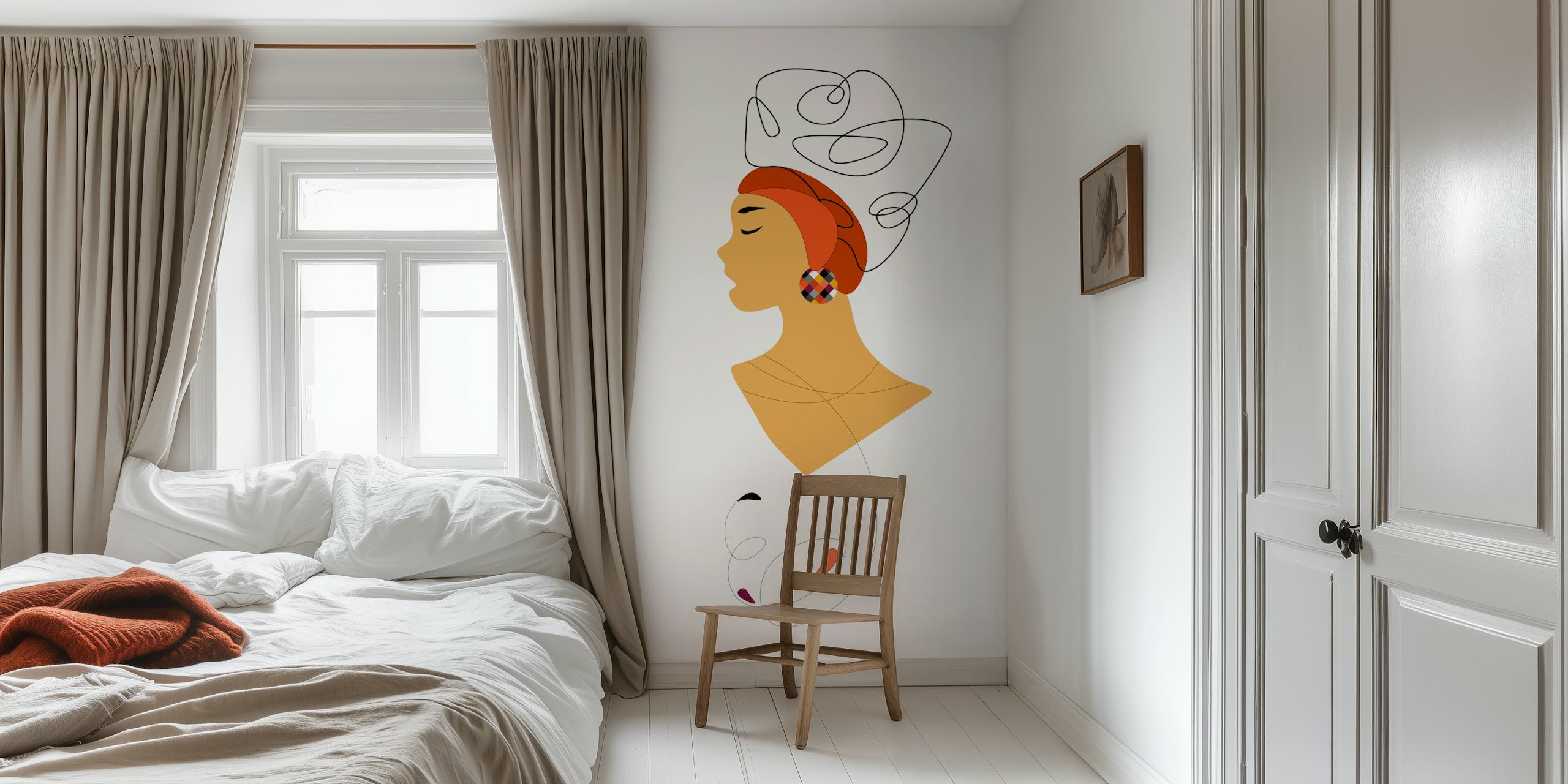 Design di carta da parati elegante con il profilo di una donna