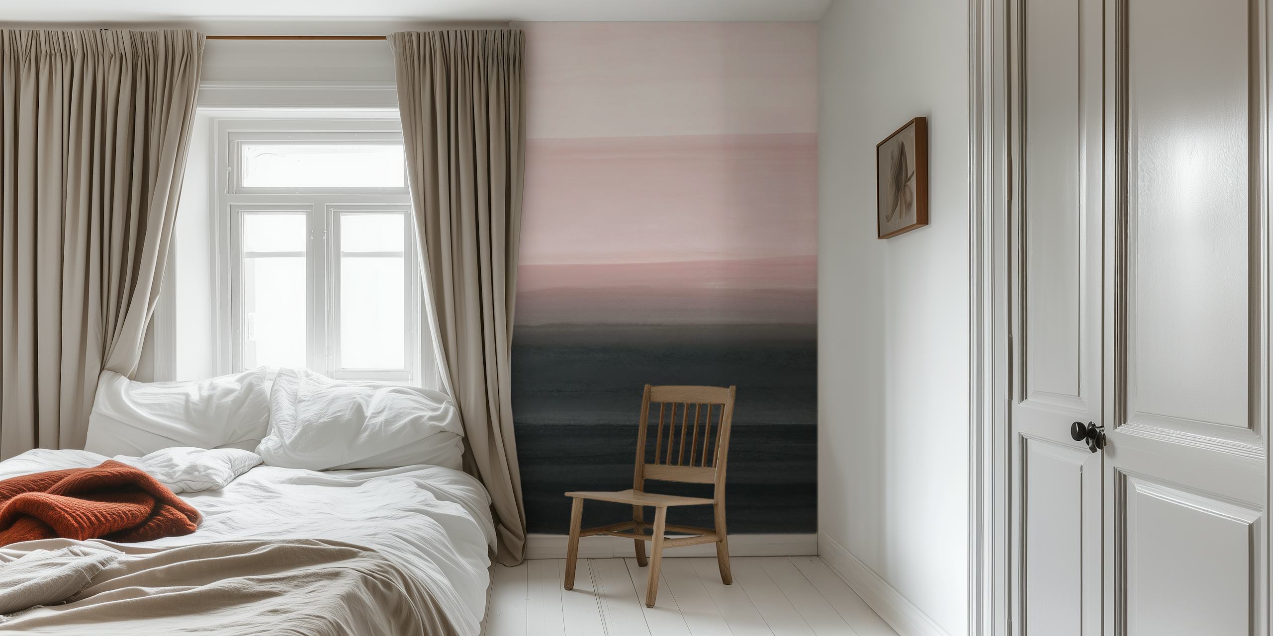 Papel de parede Touching Blush Black 1 em um quarto