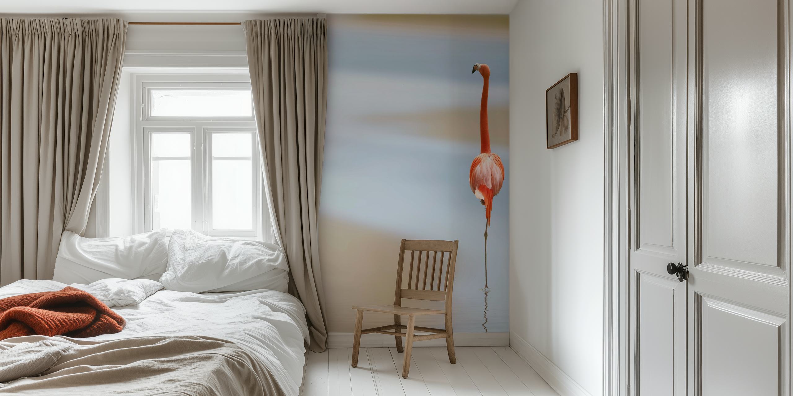 Flamingo behangontwerp in een kamer