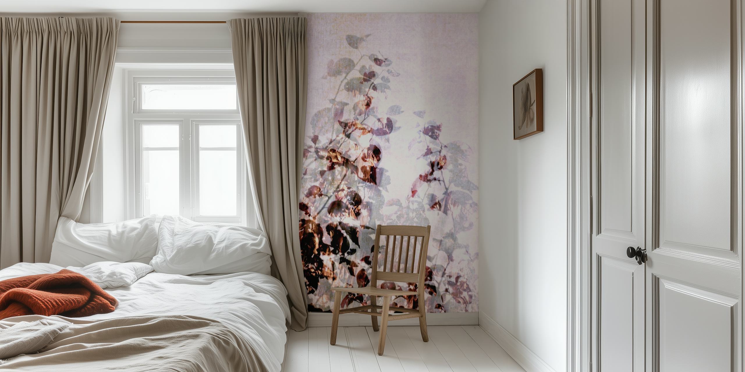 Soft pastel autumn leaves wallpaper, floral design, wallpaper