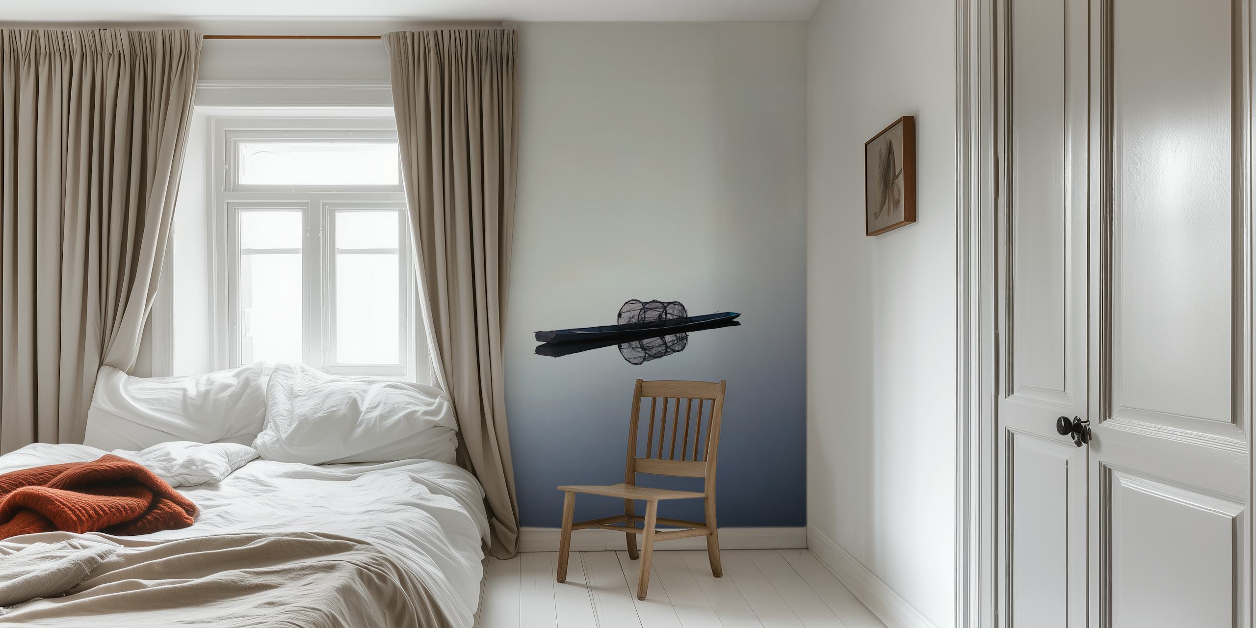 Floating wallpaper design in a room