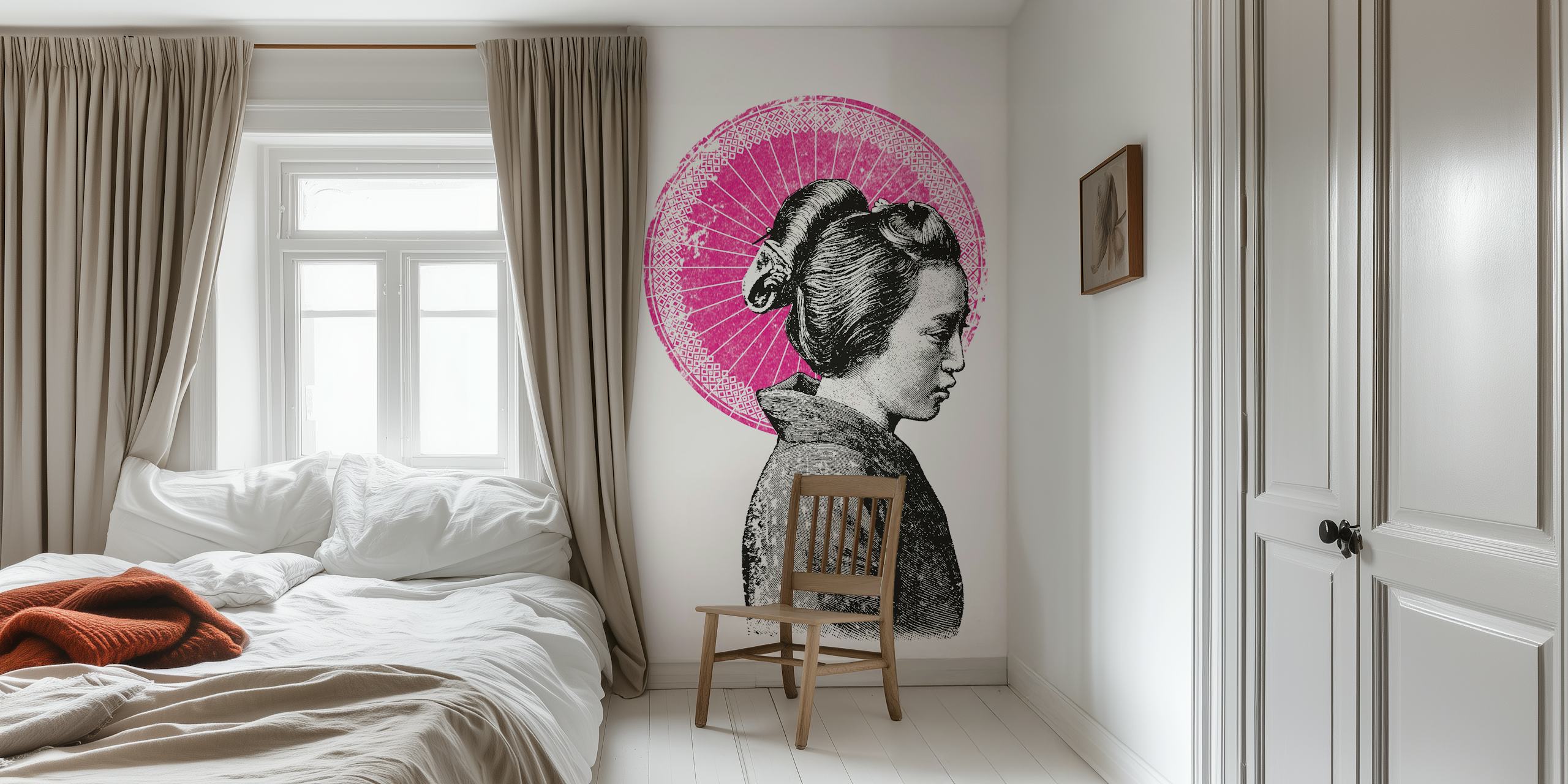 Geisha tapetdesign i moderne indretning