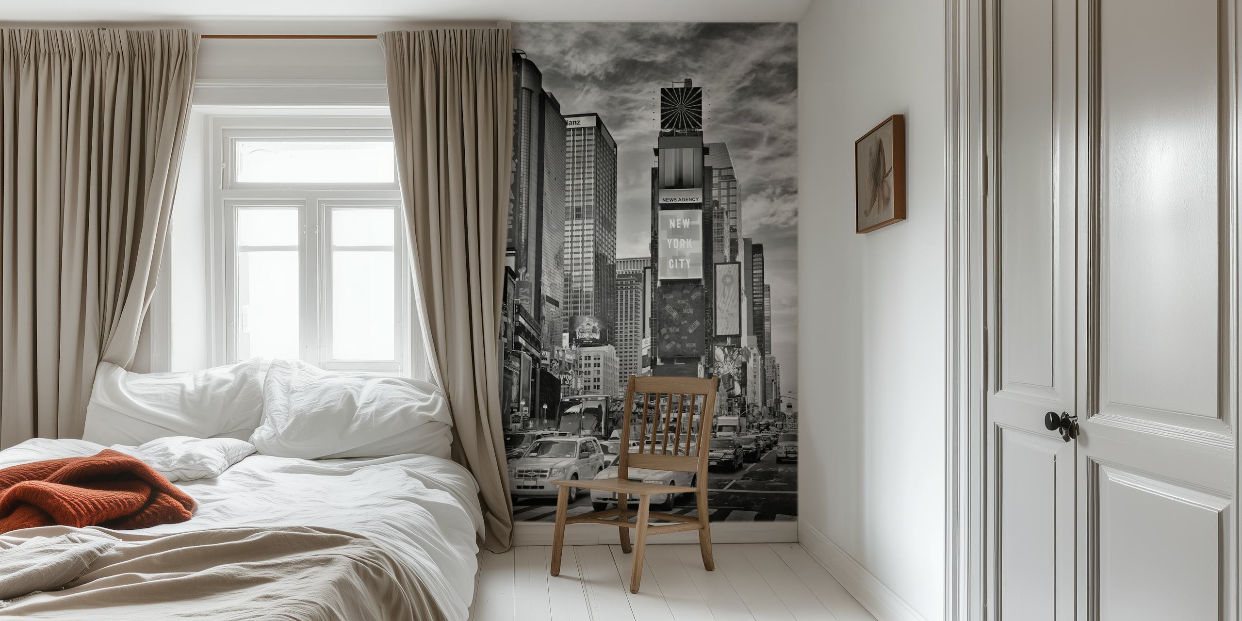 New York City Times Square in black and white wallpaper