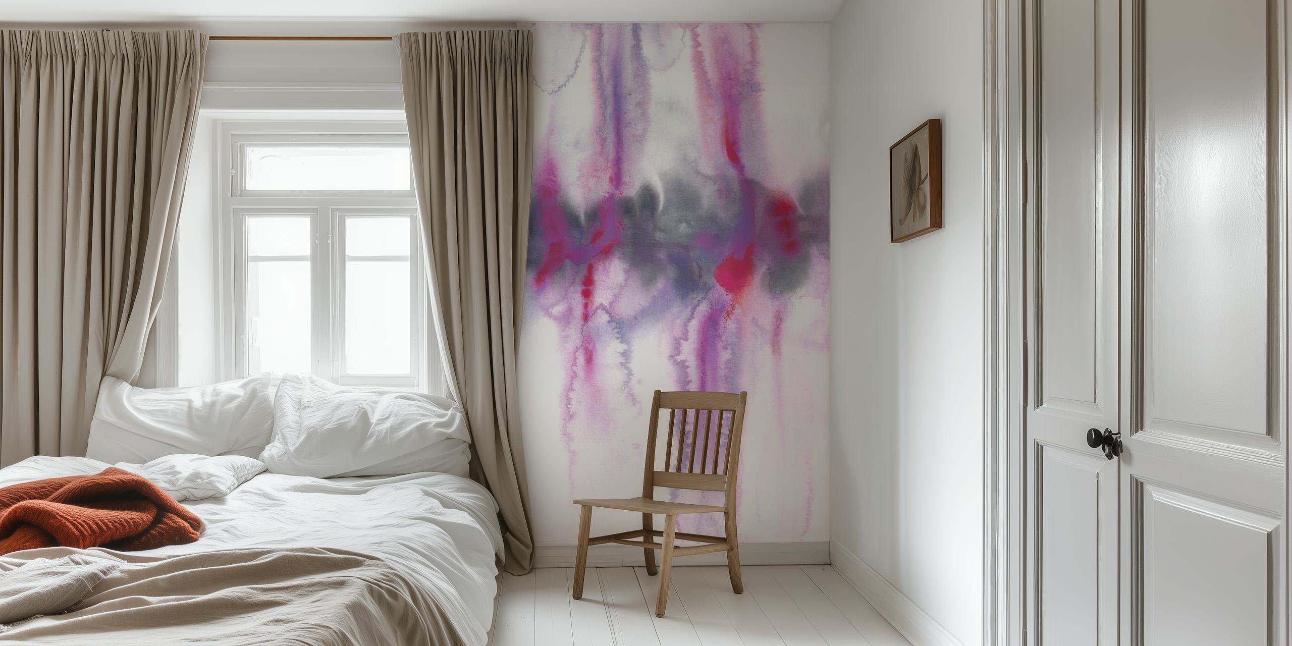 Abstract Purple Landscape wallpaper in een kamer