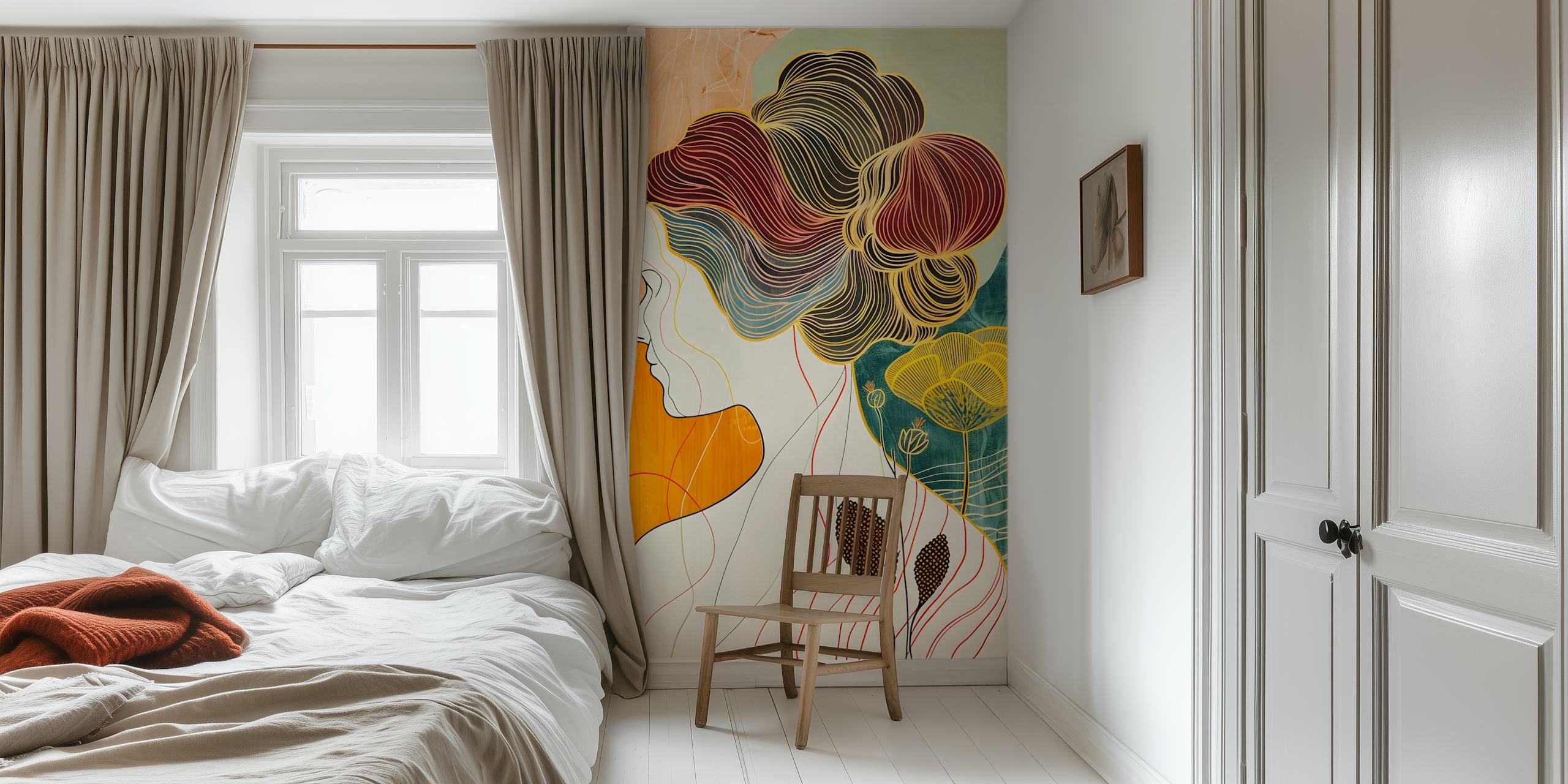 Contours of Woman 7 behang in kamerinrichting