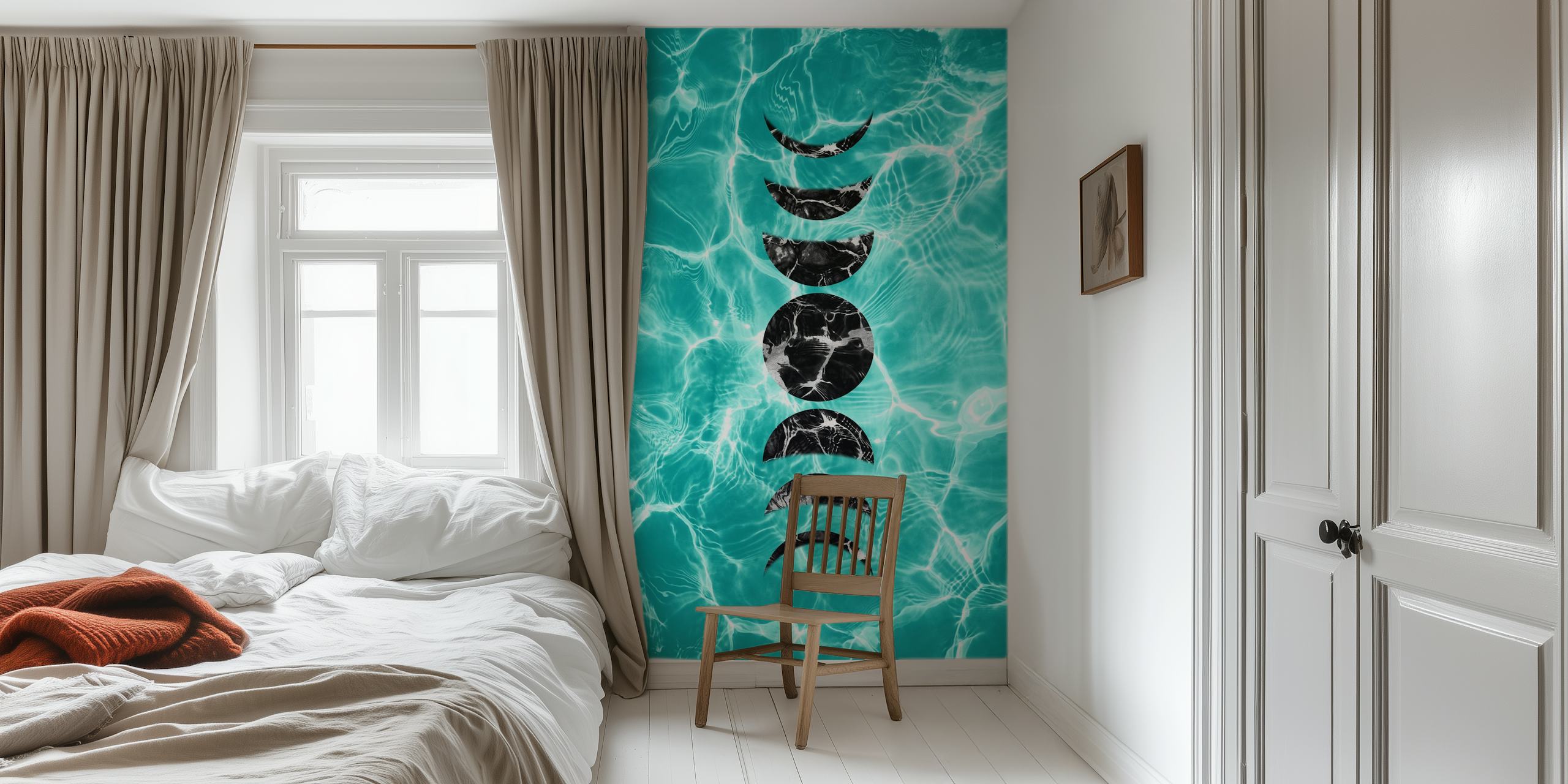 Pool Dream Moon Phases wallpaper in a room