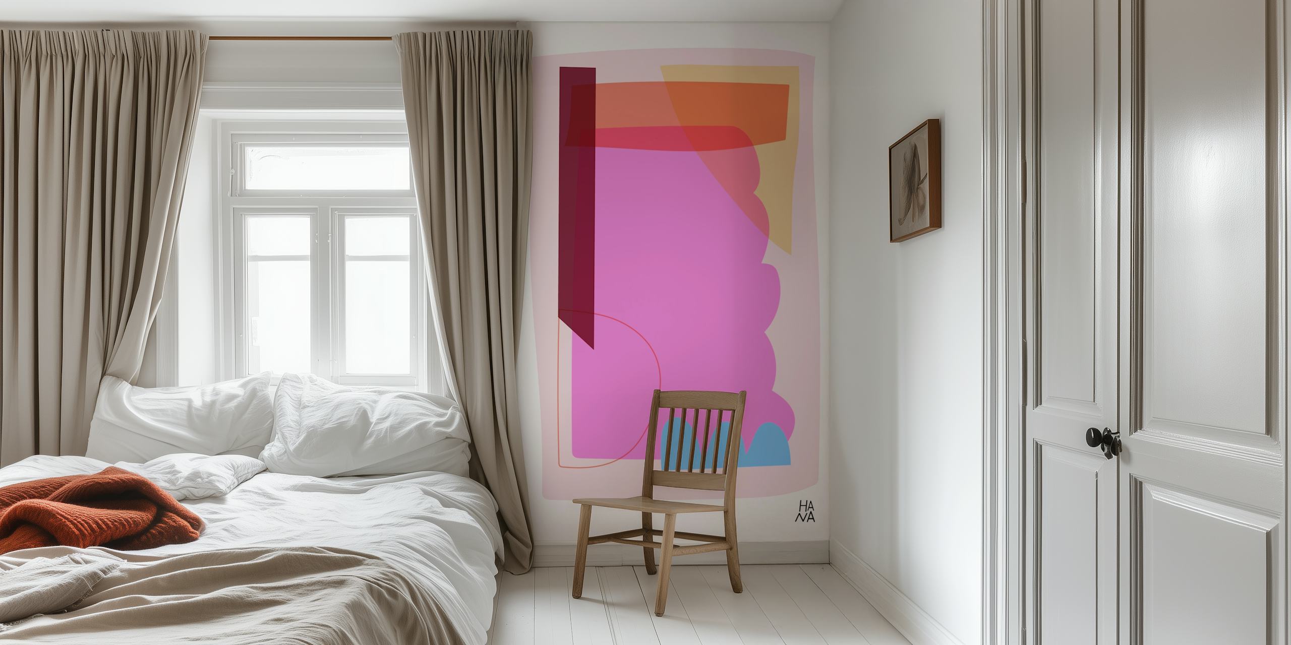 Collage No 5 behang in een modern interieur