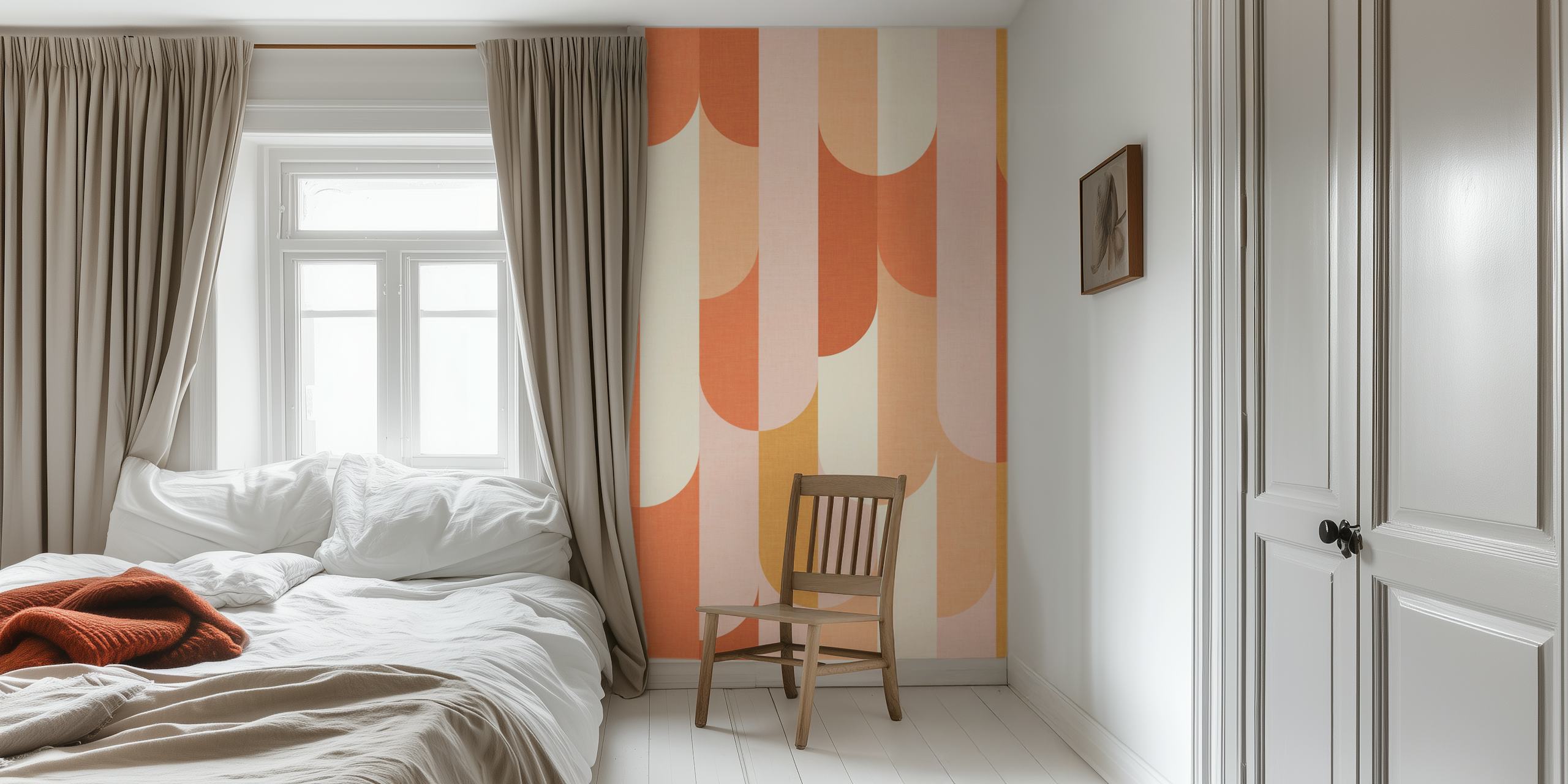 Art Deco geometric wallpaper in rustikalem Orange