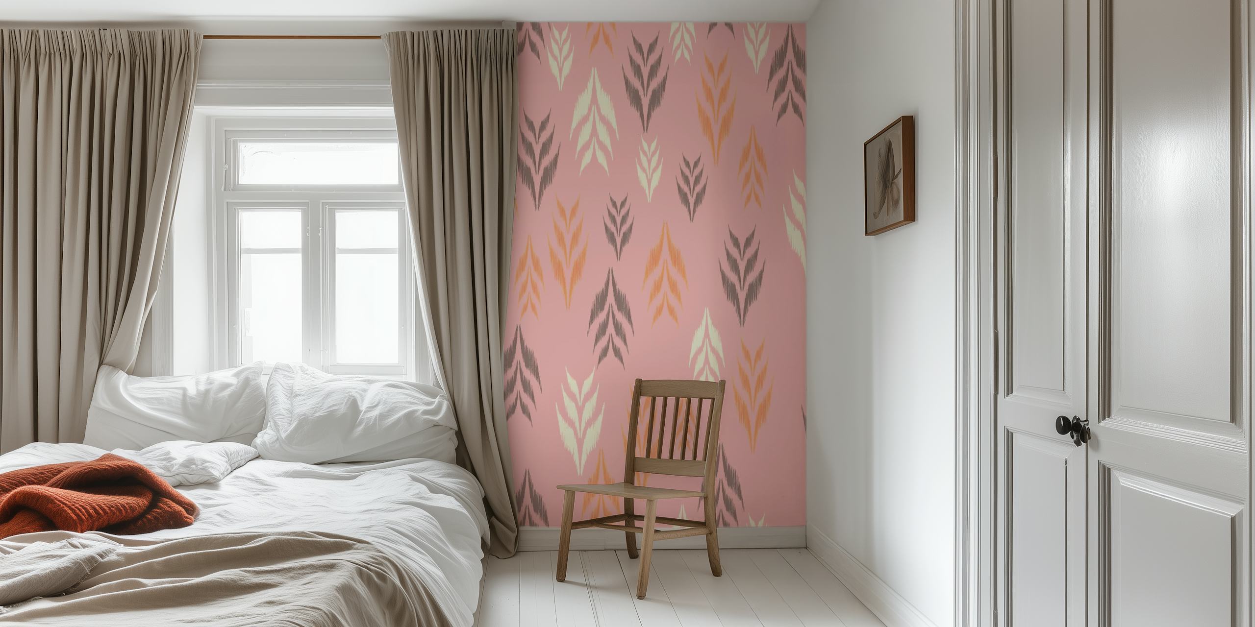 Ikat - Leaves 6 Wallpaper Design In A Room