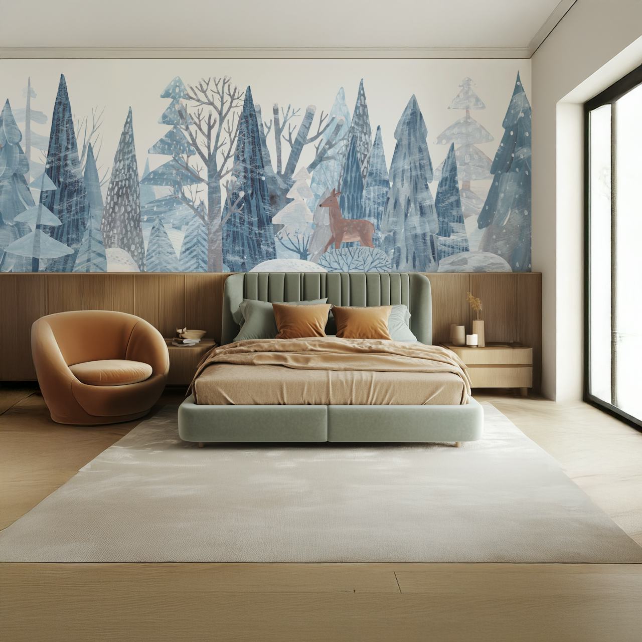 Tapeta Frozen Forest Deers w pokoju