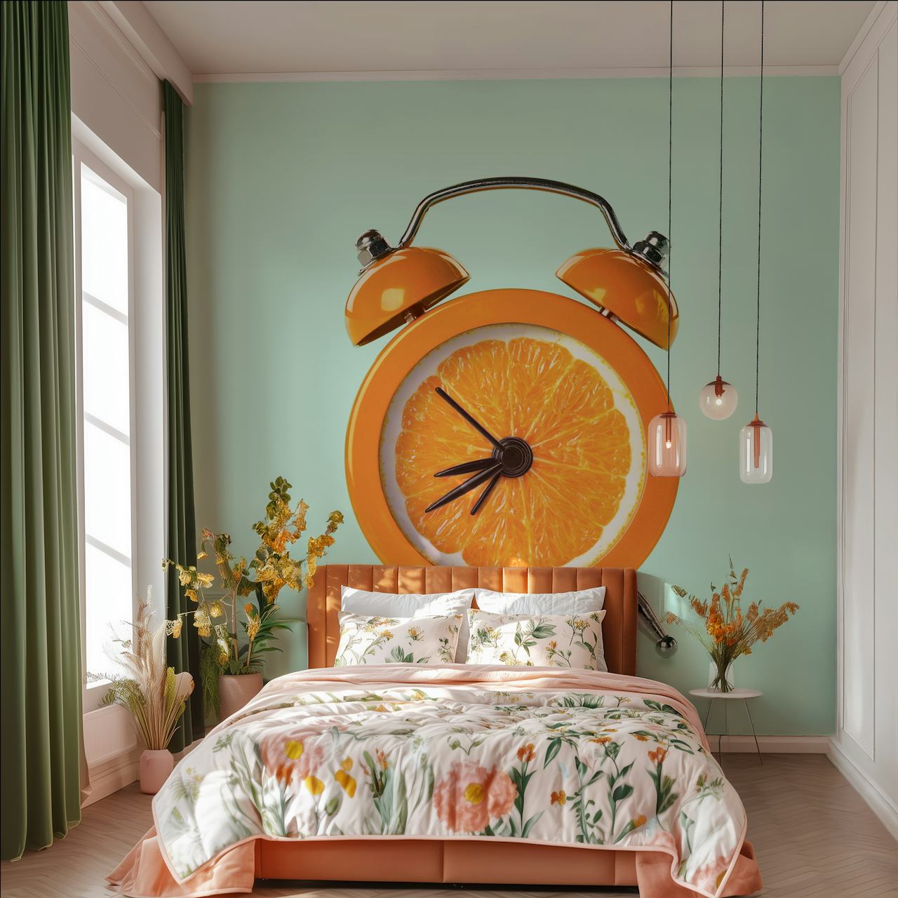 Orange Clockwork-Design På En Livlig Tapet
