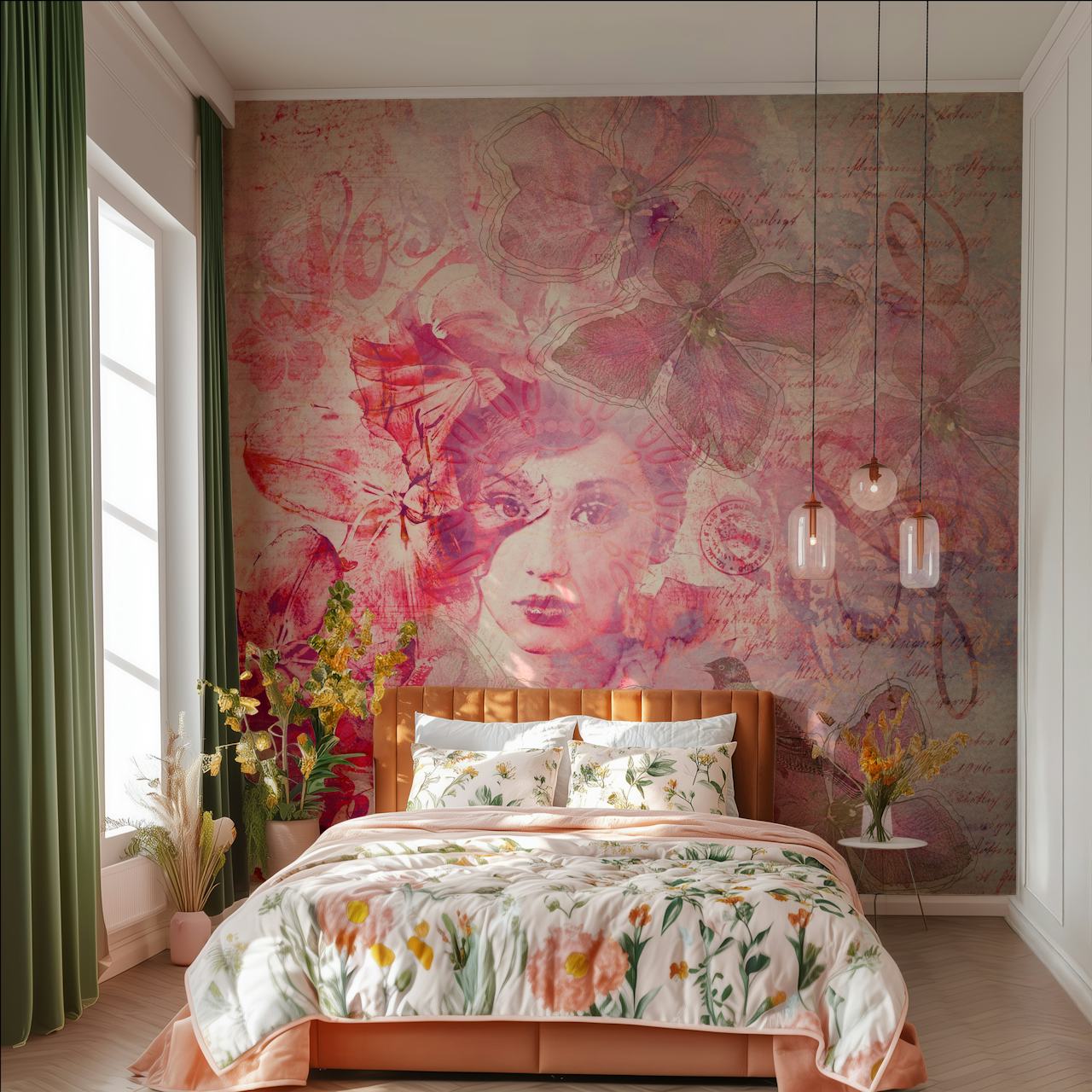Mystic Lady With Bird wallpaper in a room