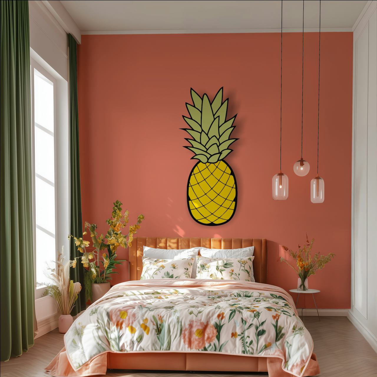Design Coral Orange Yellow Pineapple