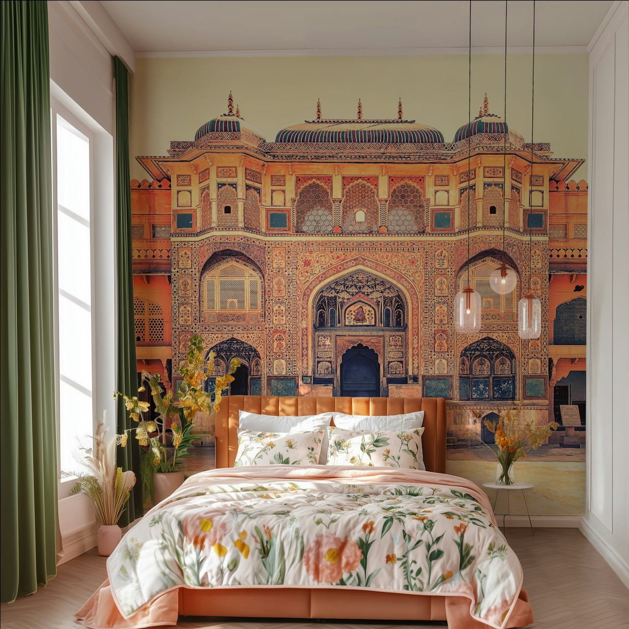 Papel de parede Amber Fort in Jaipur em um ambiente de quarto